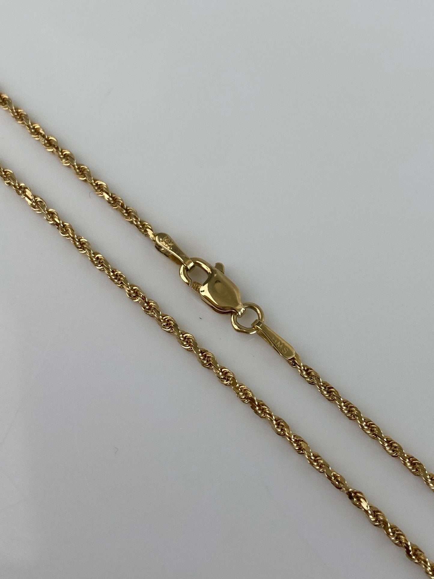 Vintage Solid 14k Yellow Gold Long Dainty Rope Chain Necklace - 24.25 inches