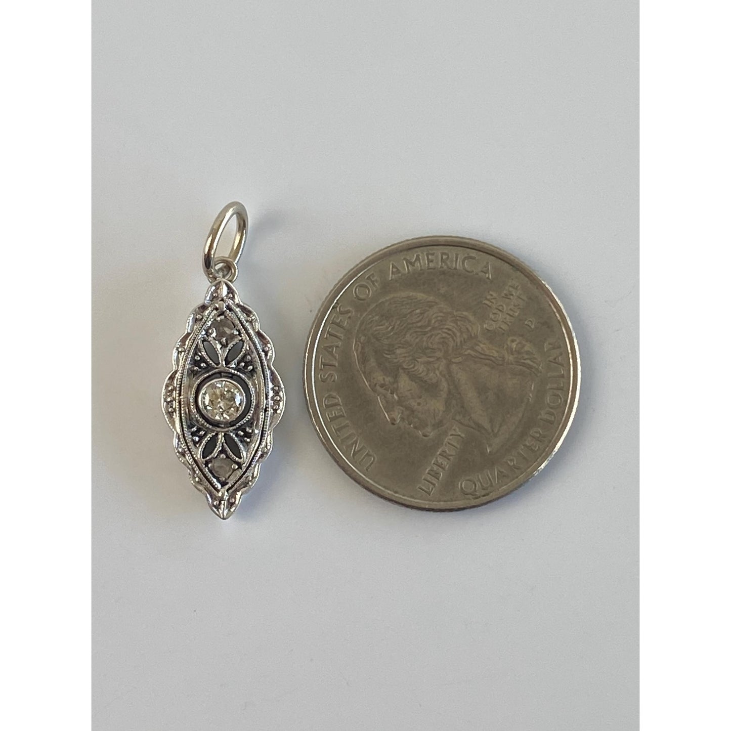 Vintage Solid 14k White Gold Diamond Art Deco Stick Pin Conversion Charm