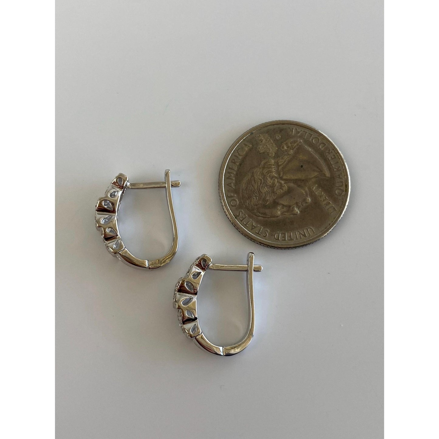 Vintage Solid 14k White Gold Diamond X Drop Earrings