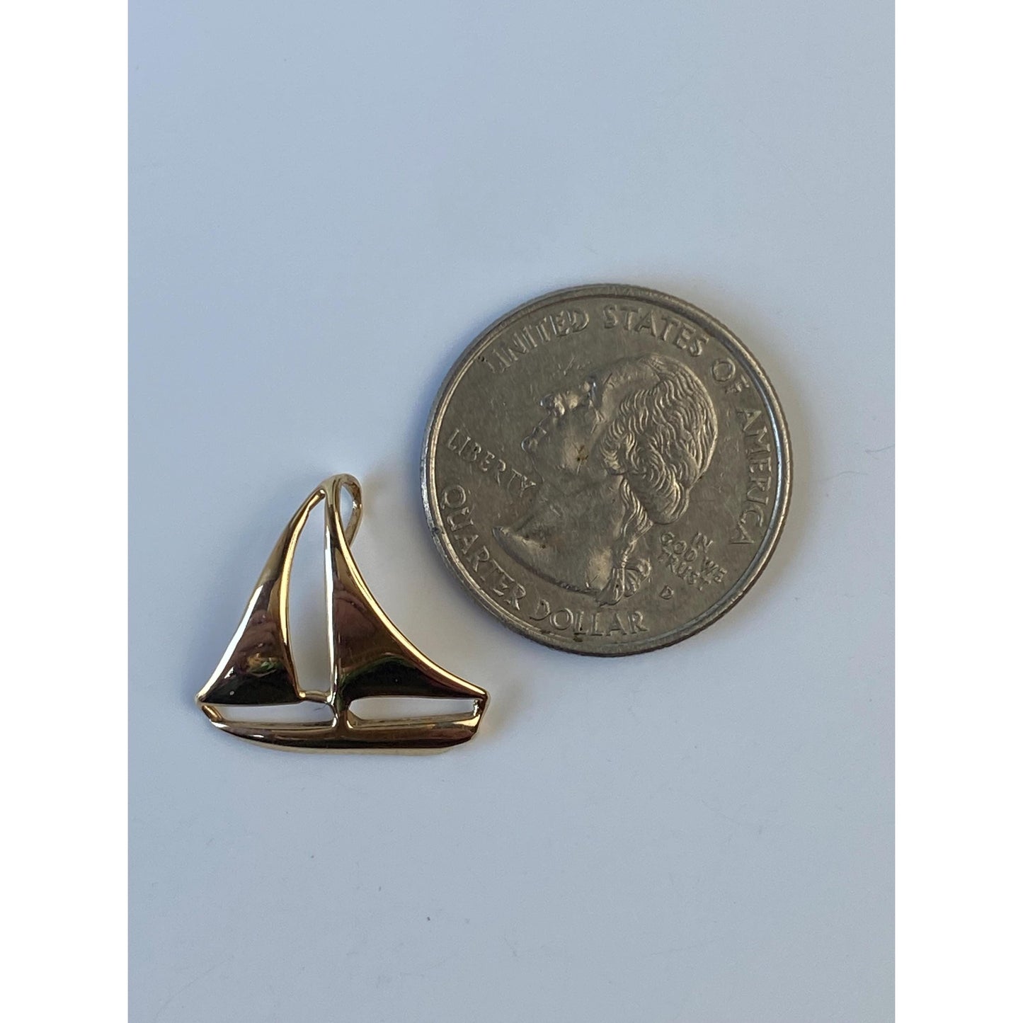 Solid 14k Yellow Gold Sailboat Charm