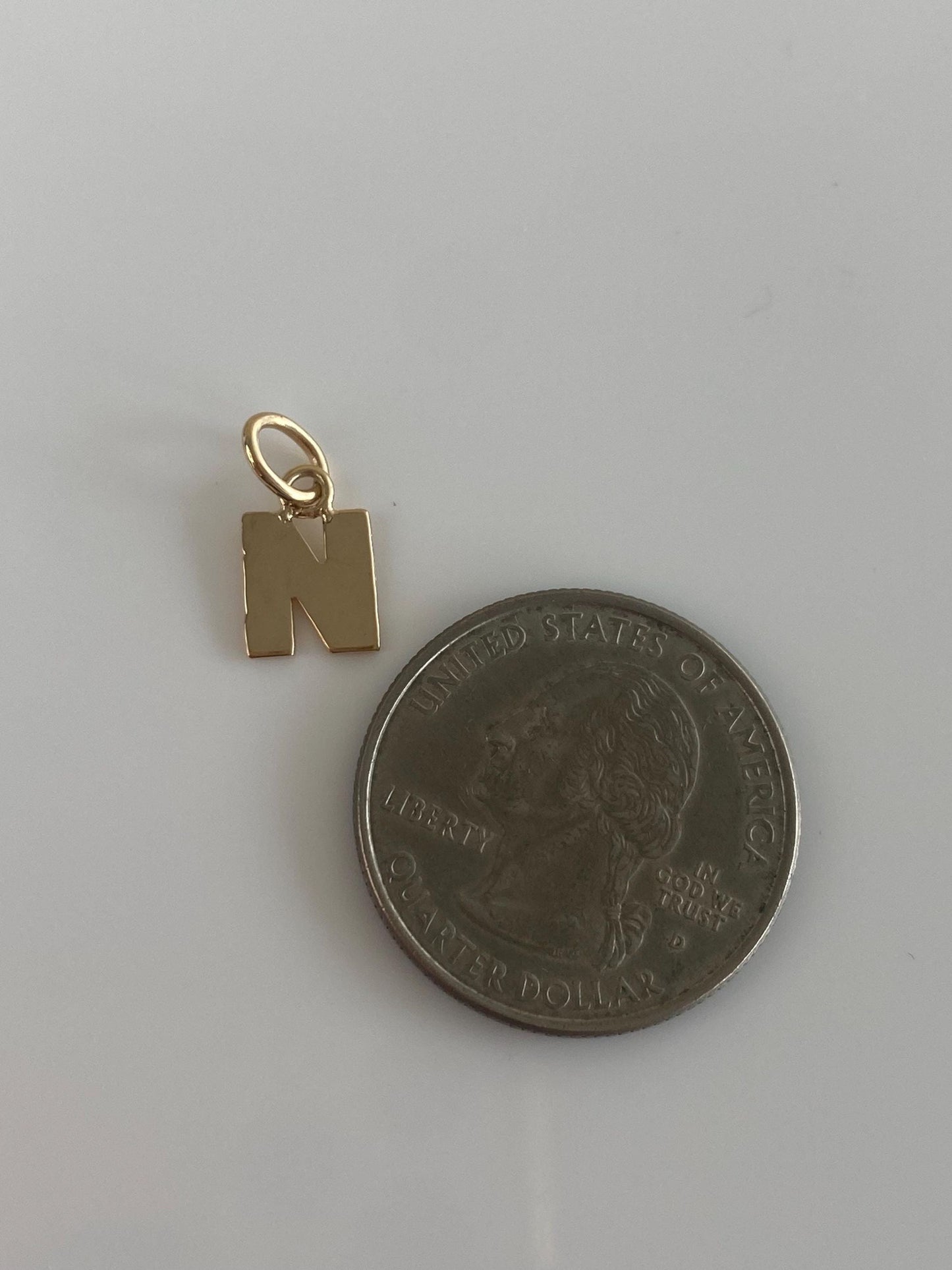 Solid 14k Yellow Gold Initial 'N' Charm