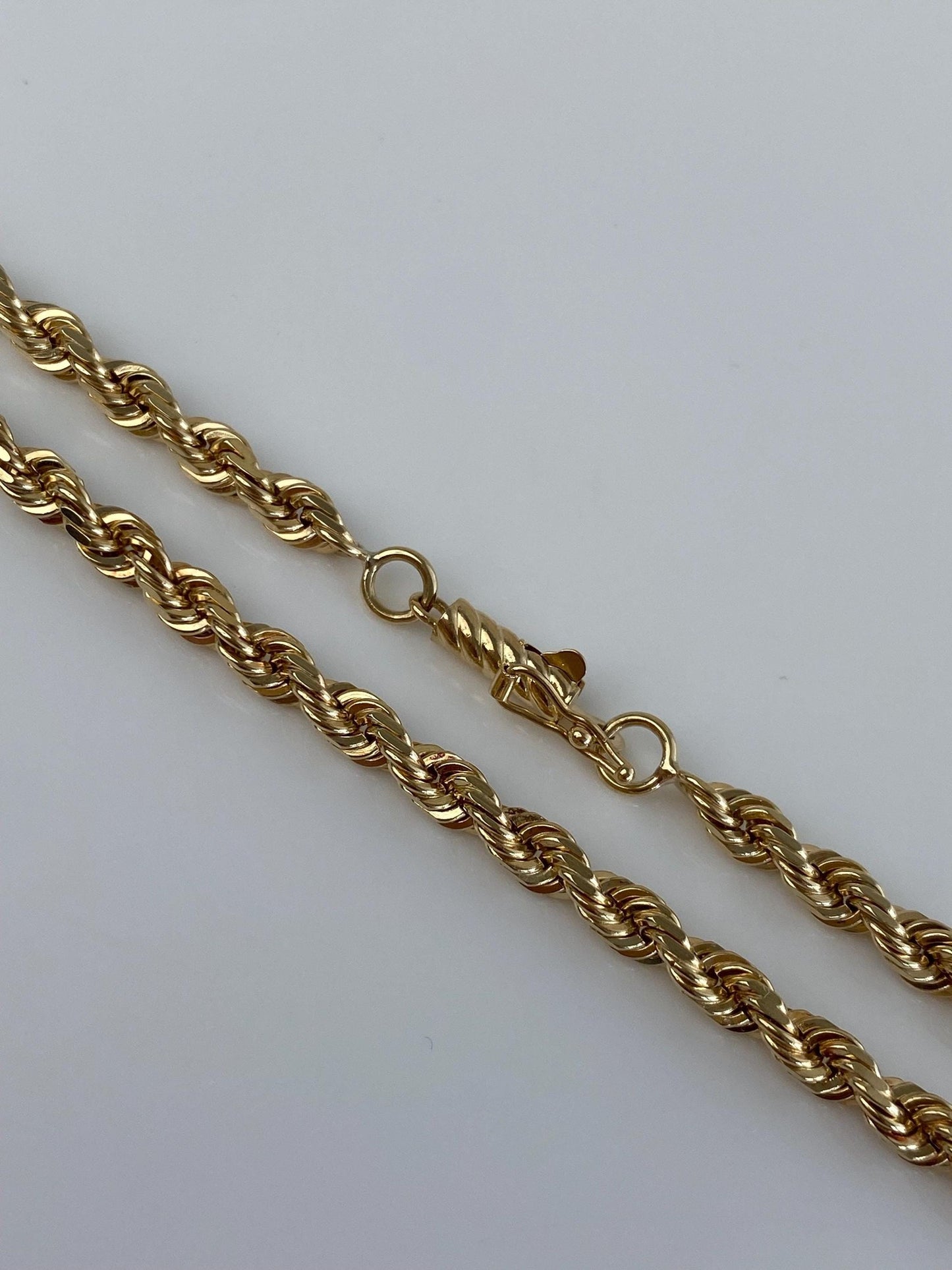 Vintage Solid 14k Yellow Gold Long Rope Chain Necklace - 28.5 inches
