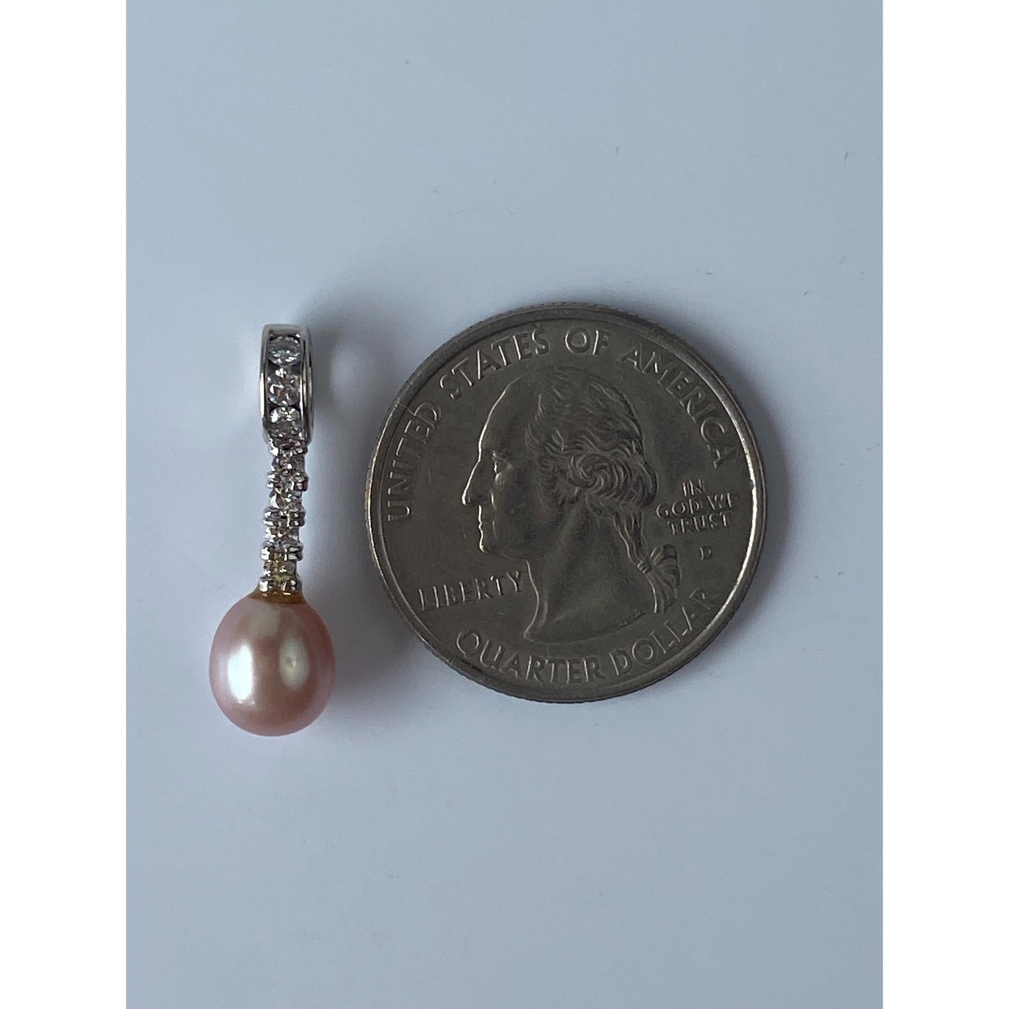Vintage Solid 14k White Gold Diamond Pink Pearl Charm