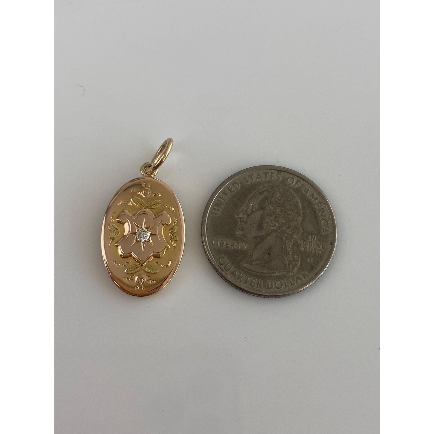 Vintage Solid 10k Rose & Yellow Gold Diamond Cufflink Conversion Charm