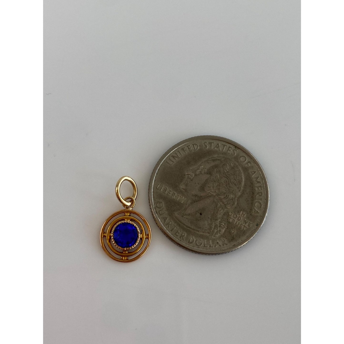 Vintage Solid 10k Yellow Gold Blue Cubic Zirconia Stick Pin Conversion Charm