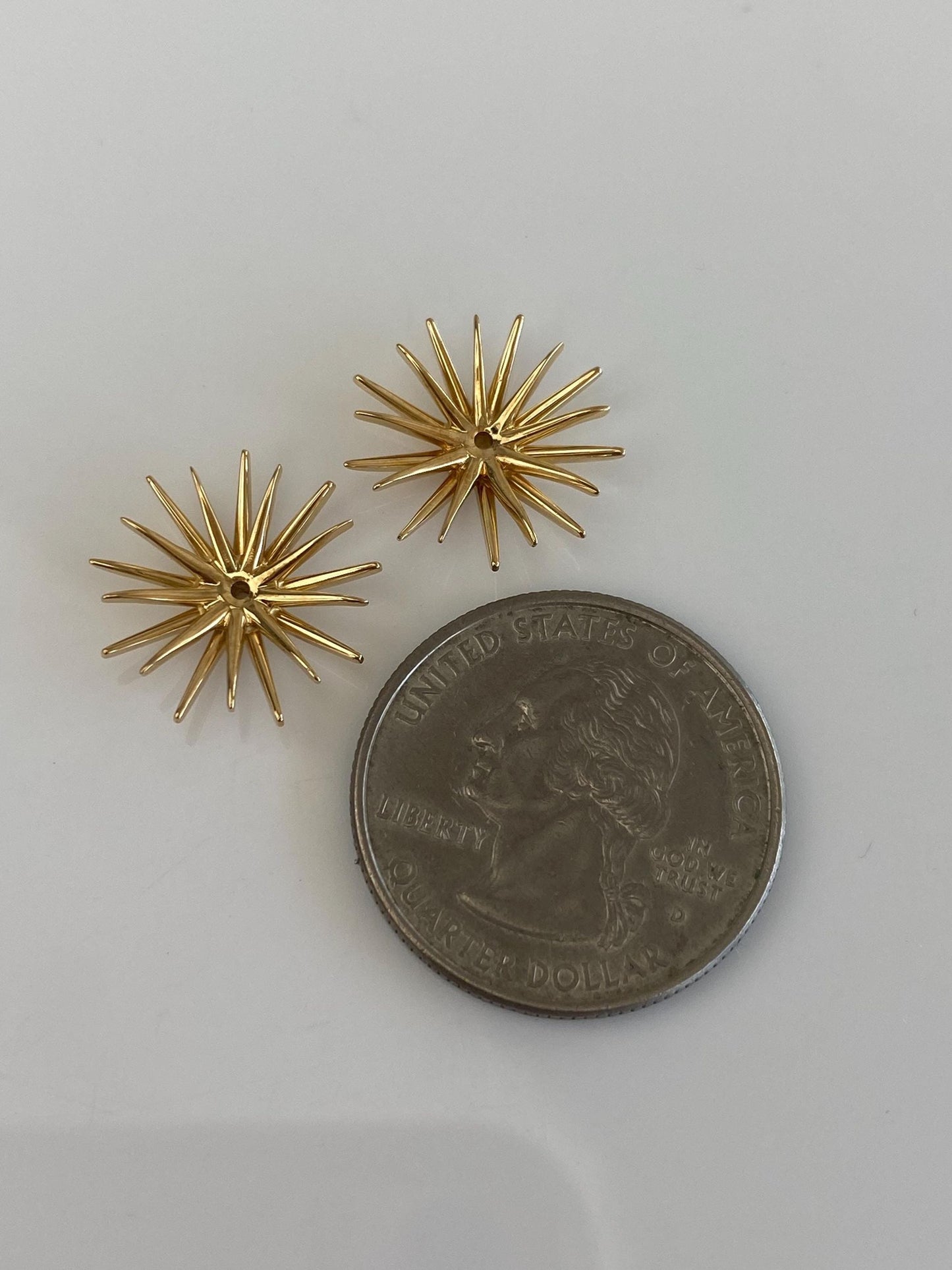 Vintage Solid 18k Yellow Gold Starburst Earring Jackets