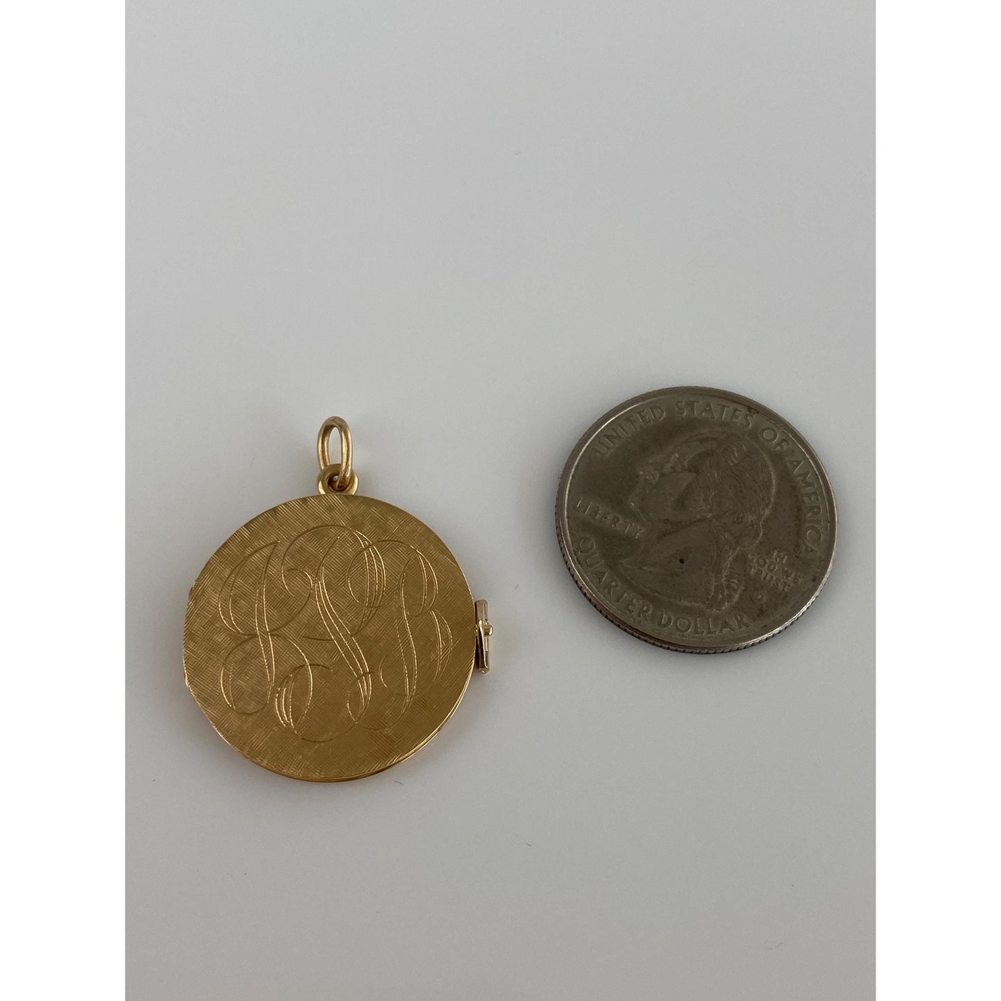 Vintage Solid 14k Yellow Gold Textured Monogram Initial JPB Photo Book Locket Charm