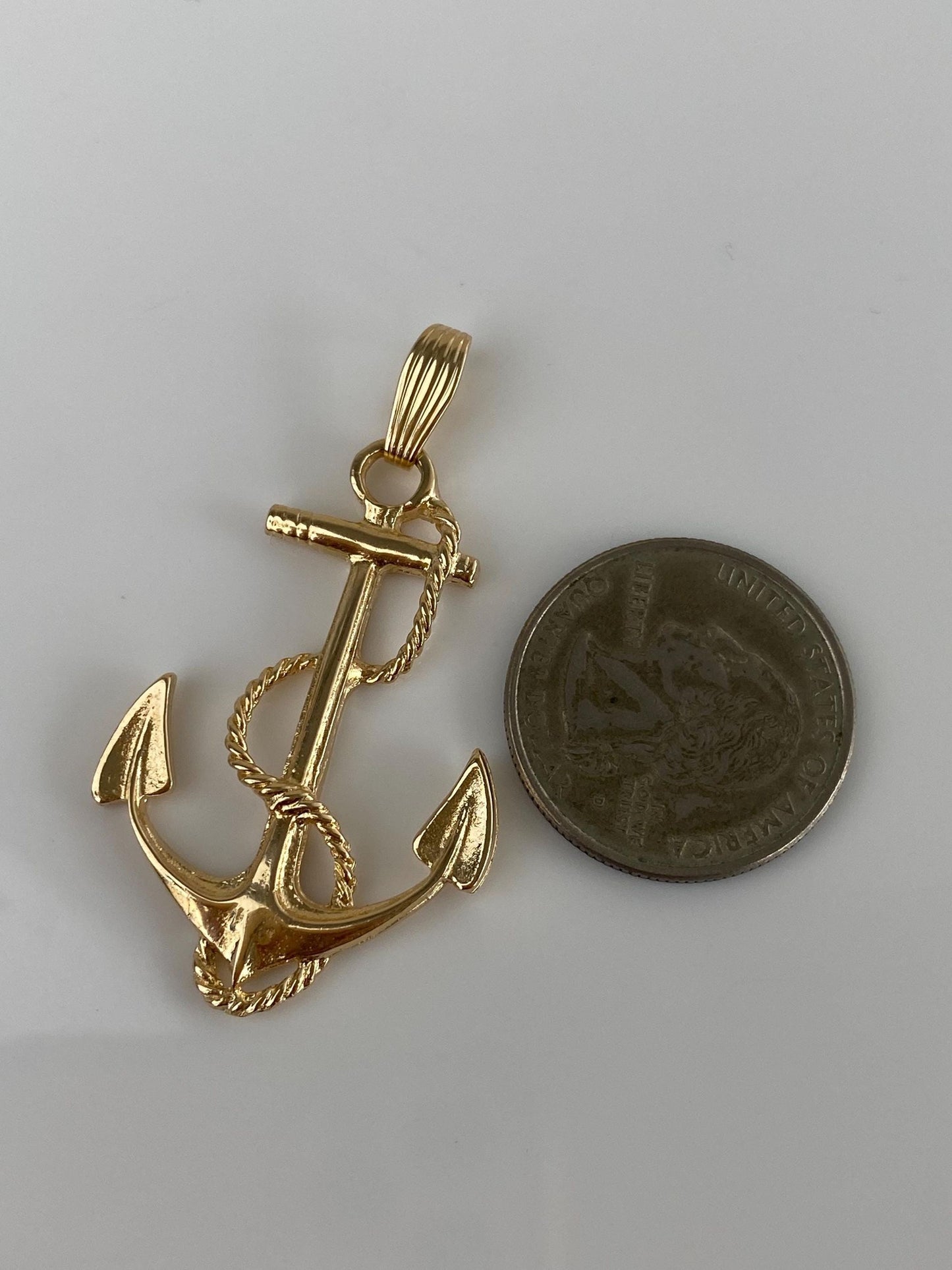 Vintage Solid 14k Yellow Gold Large Anchor Charm