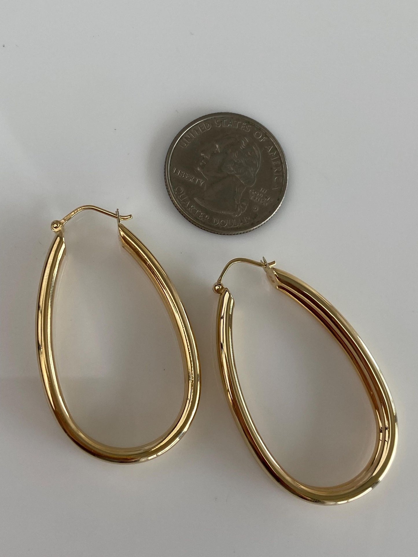 Vintage 14k Yellow Gold Double Wire Oval Hoop Earrings