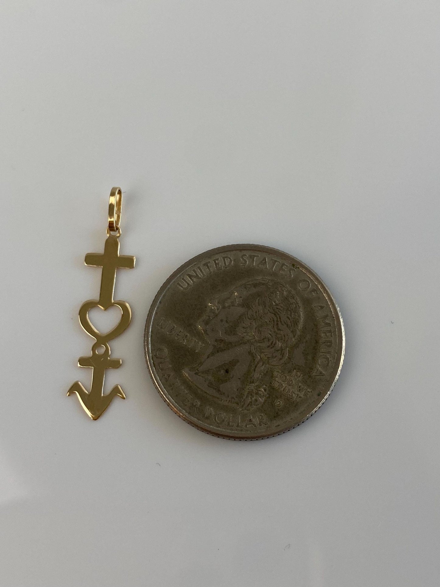 Vintage Solid 14k Yellow Gold Anchor Cross Heart Charm
