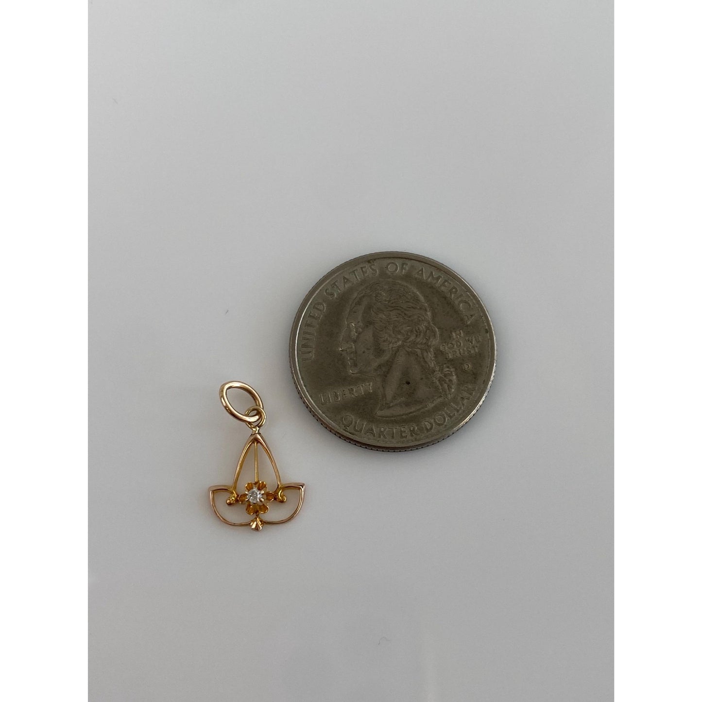 Vintage Solid 10k Yellow Gold Diamond Stick Pin Conversion Charm