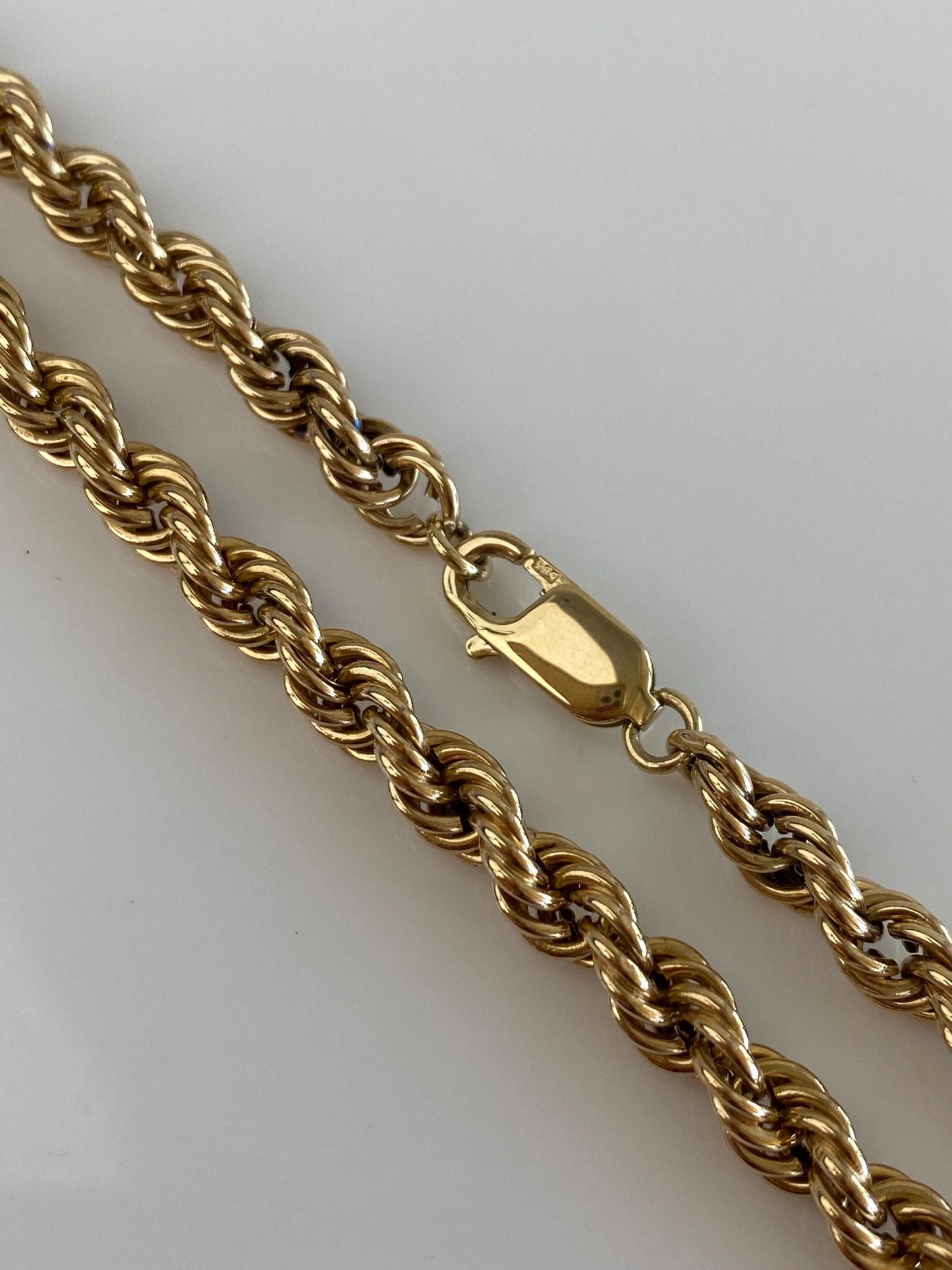 Vintage Solid 14k Yellow Gold Chunky Rope Chain Necklace - 18.75 inches