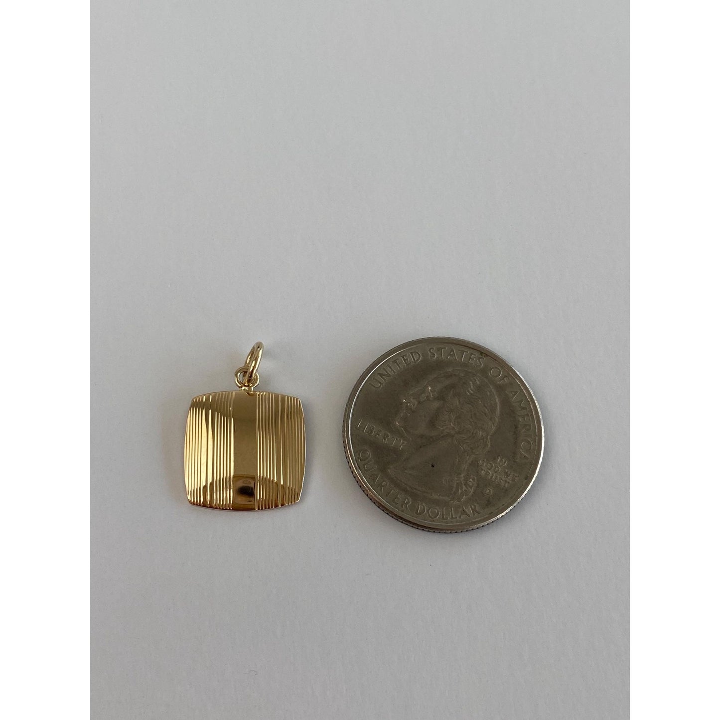 Vintage Solid 14k Yellow Gold Lined Cufflink Conversion Charm