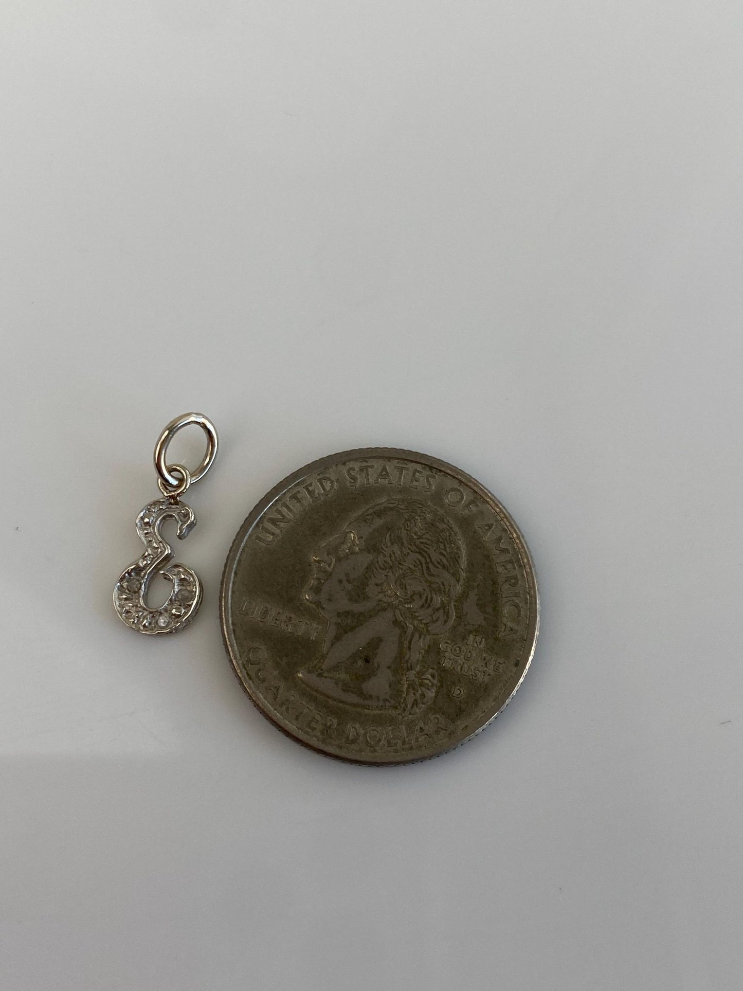Vintage Solid 14k White Gold Initial 'E' Charm
