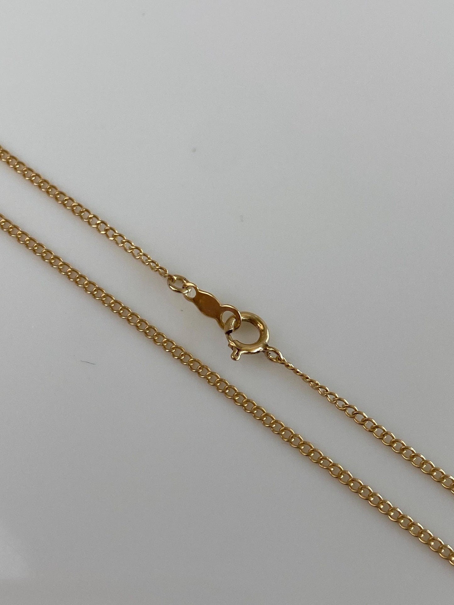 Vintage Solid 14k Yellow Gold Dainty Curb Chain Necklace - 16 inches