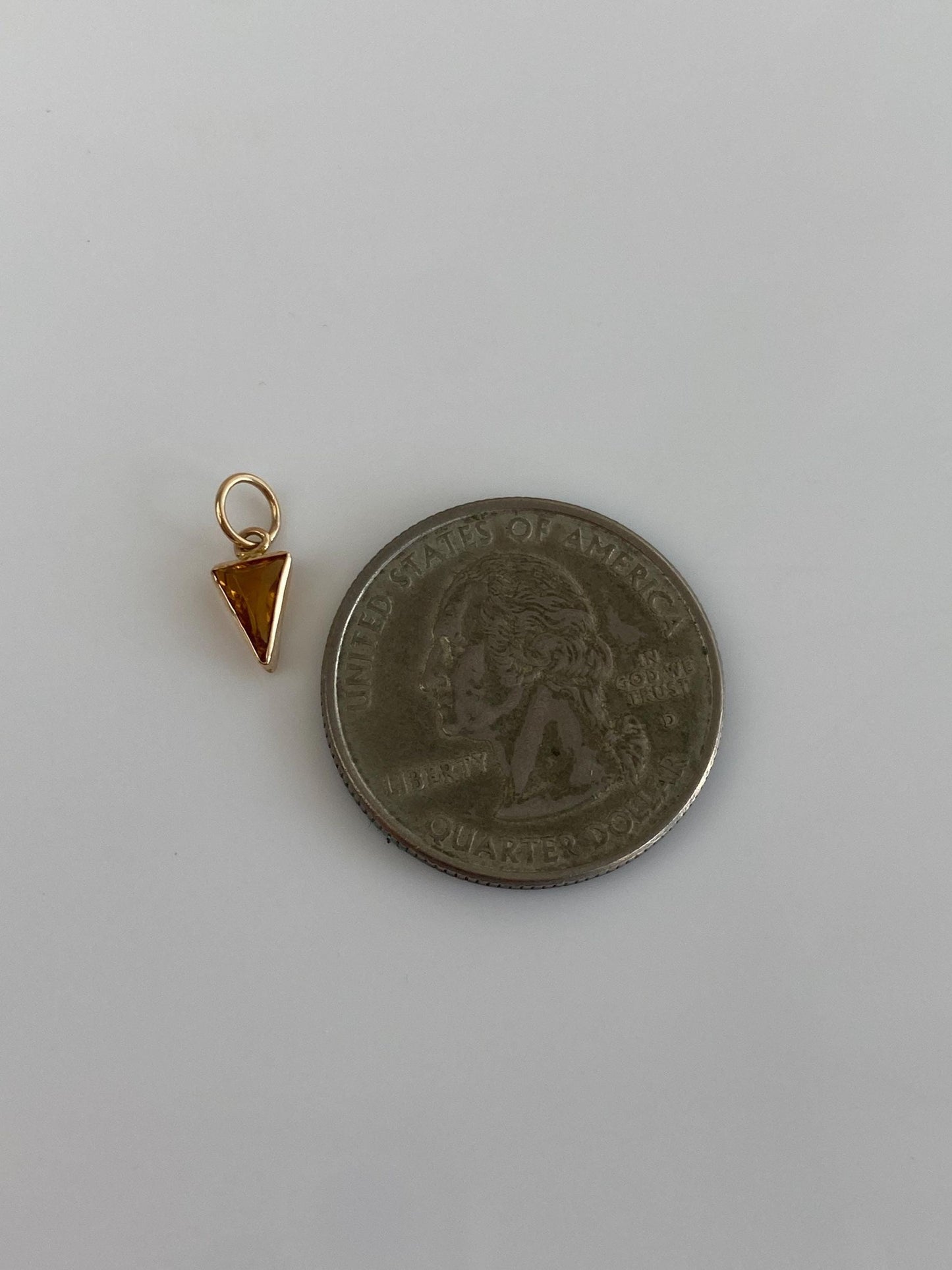 Vintage Solid 10k Yellow Gold Little Orange Cubic Zirconia Triangle Charm