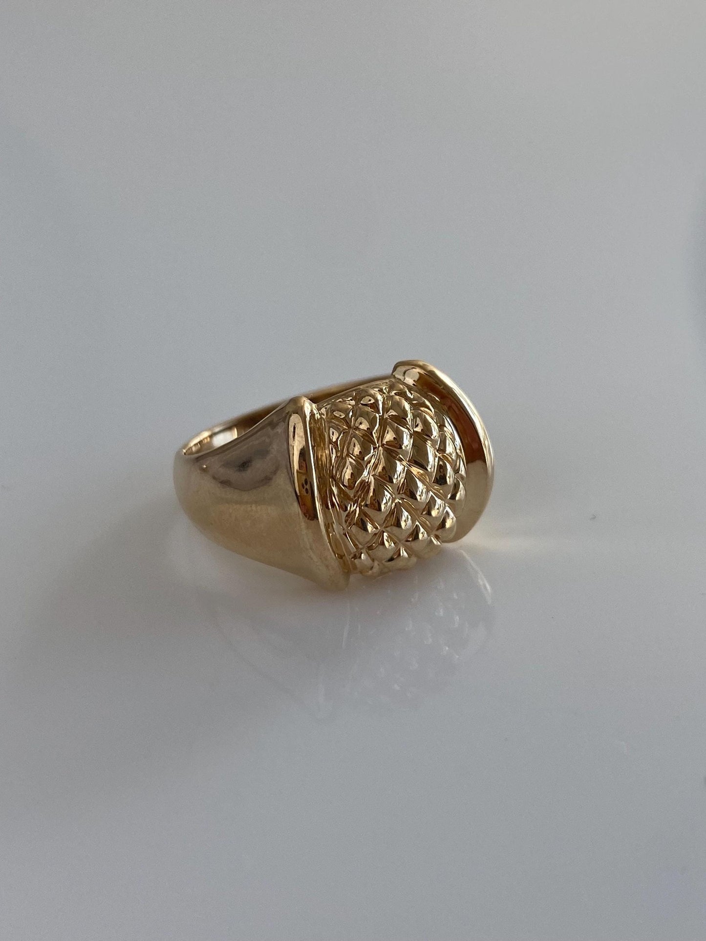 Vintage Solid 14k Yellow Gold Textured Ring - Size 6