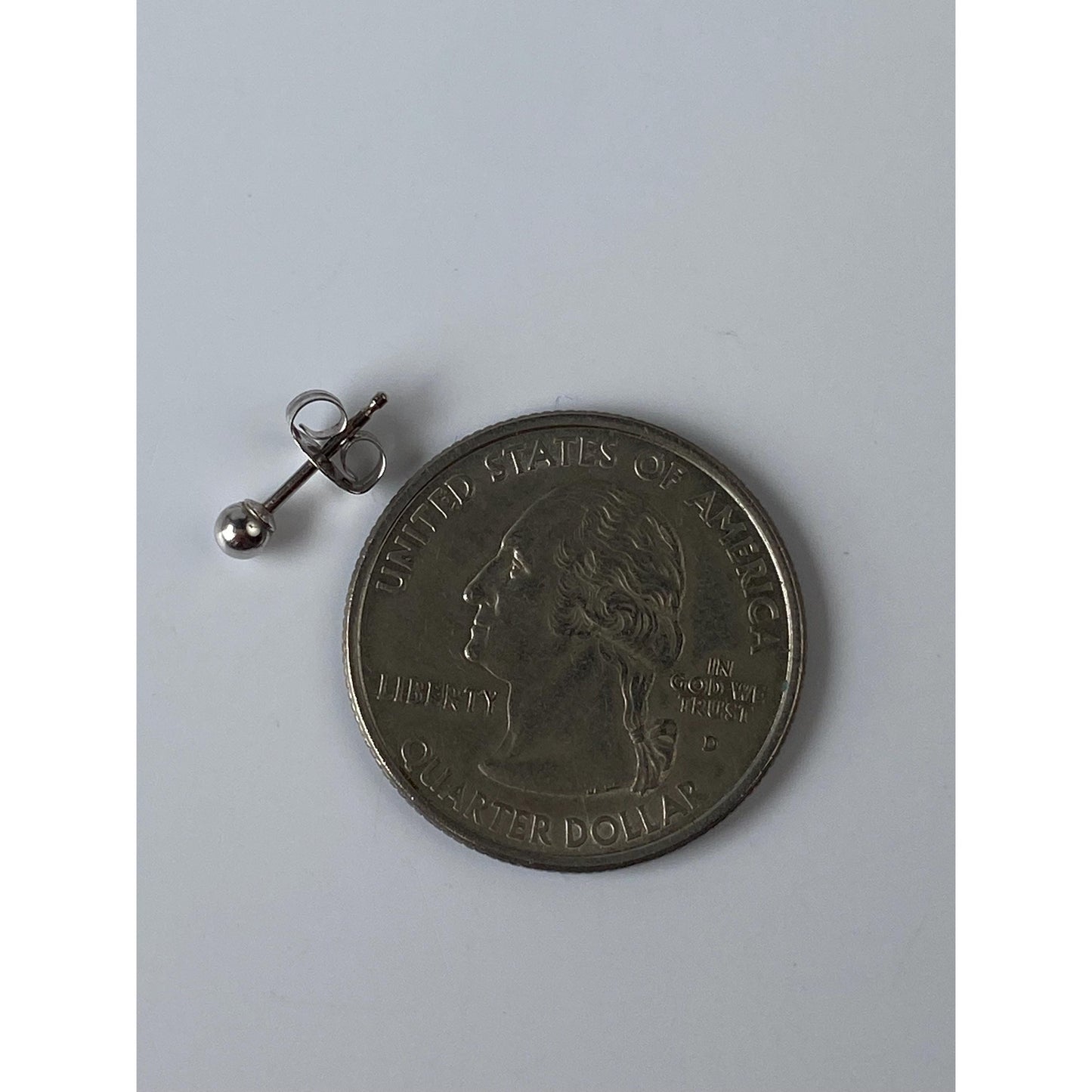 Vintage Solid 14k White Gold SINGLE Ball Stud Earring