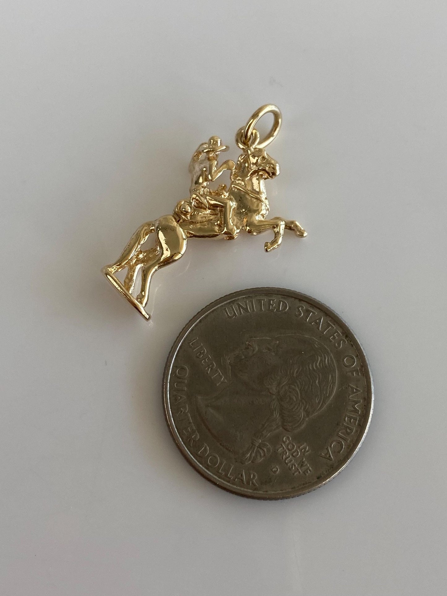 Vintage Solid 10k Yellow Gold Articulated Cowboy Horse Charm