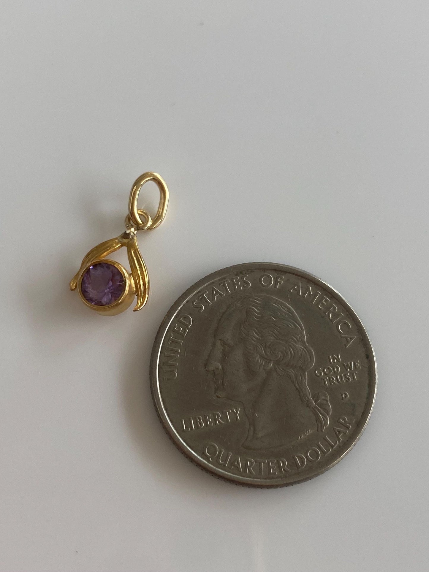 Vintage Solid 14k Yellow Gold Amethyst Stick Pin Conversion Charm
