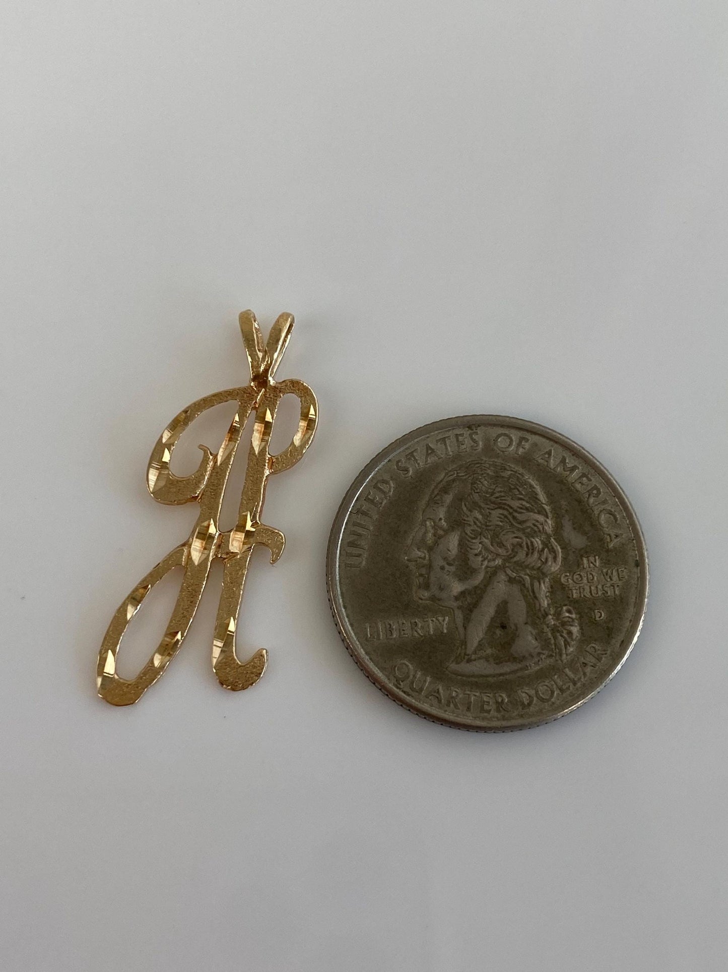 Vintage Solid 14k Yellow Gold Diamond Cut Initial 'H' Charm