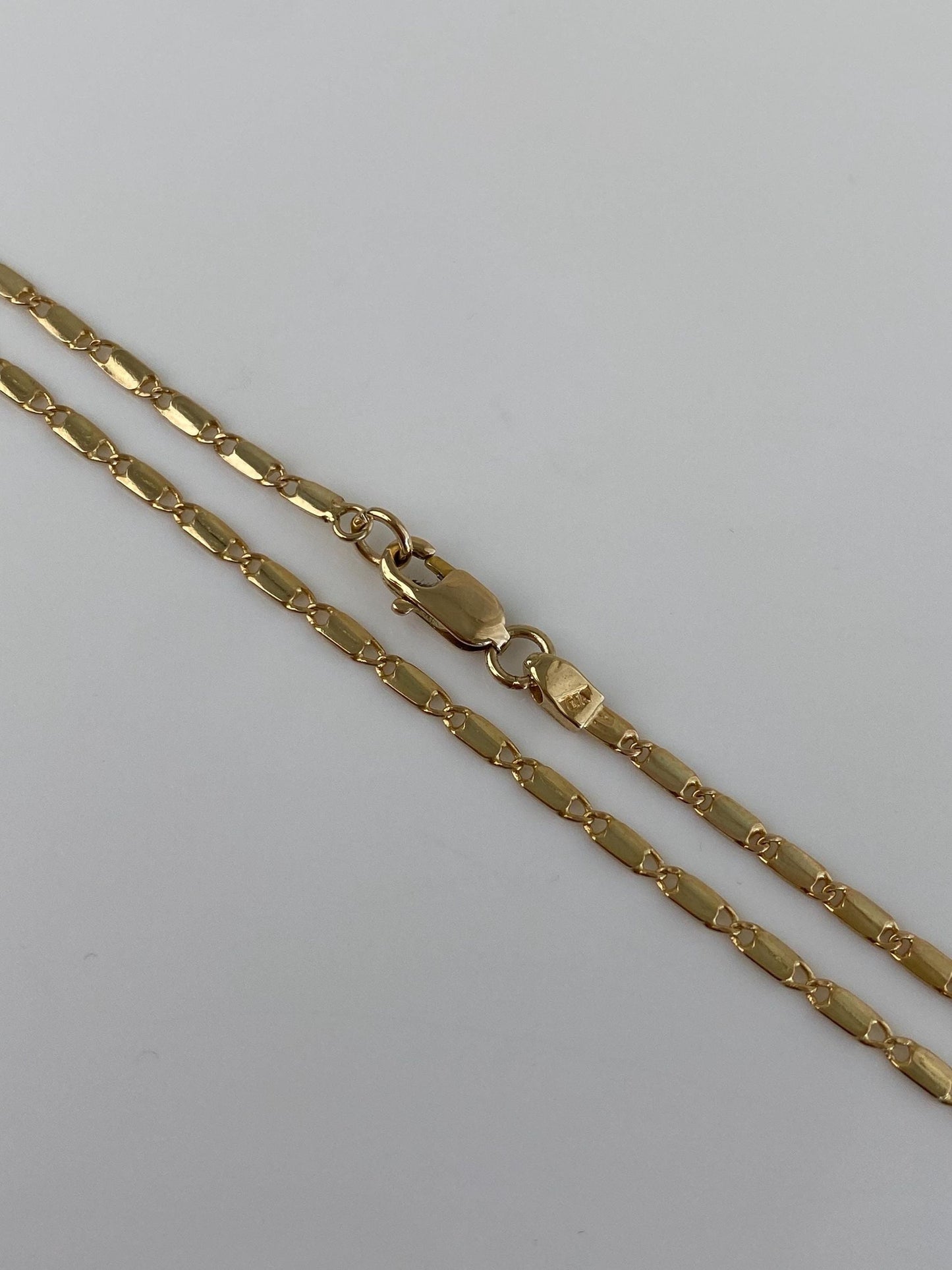 Vintage Solid 14k Yellow Gold Flat Link Chain Necklace - 19.25 inches