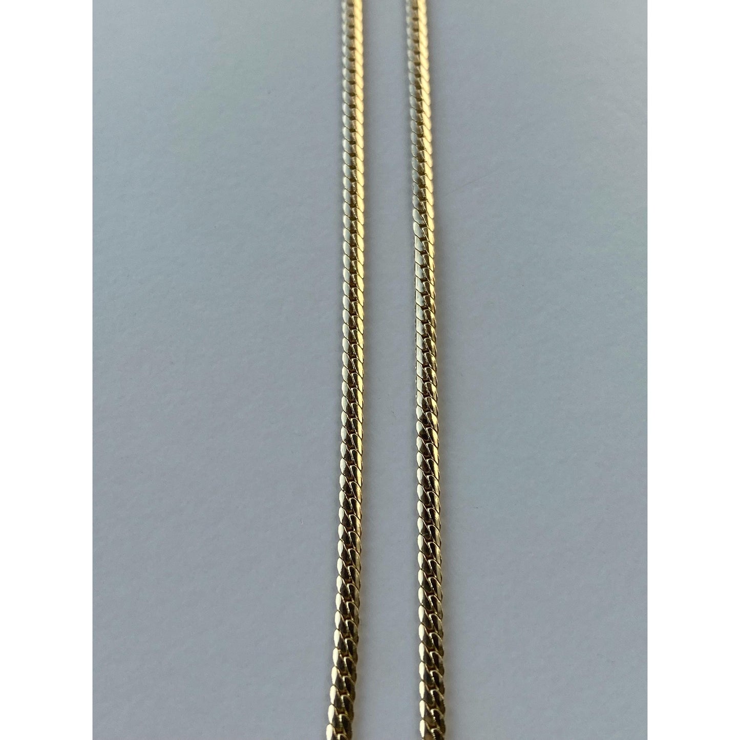 Vintage Solid 14k Yellow Gold Diamond Heart Hands Flat Chain Necklace - 16.75 inches