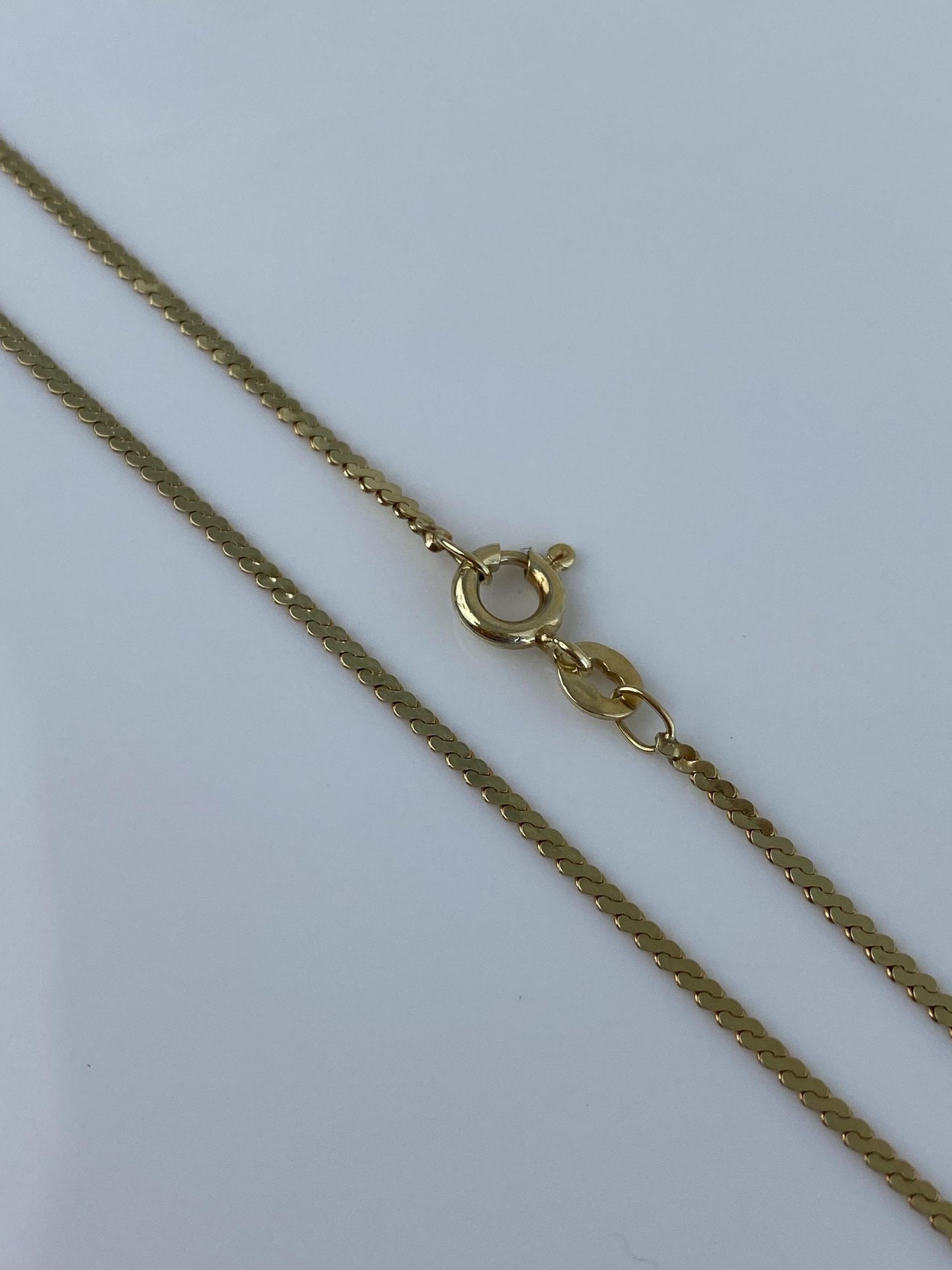 Vintage Solid 14k Yellow Gold Serpentine Chain Necklace - 18.25 inches