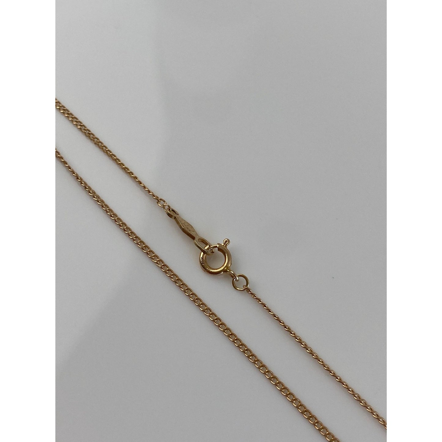 Vintage Solid 14k Yellow Gold Dainty Tight Curb Chain Necklace - 15 inches