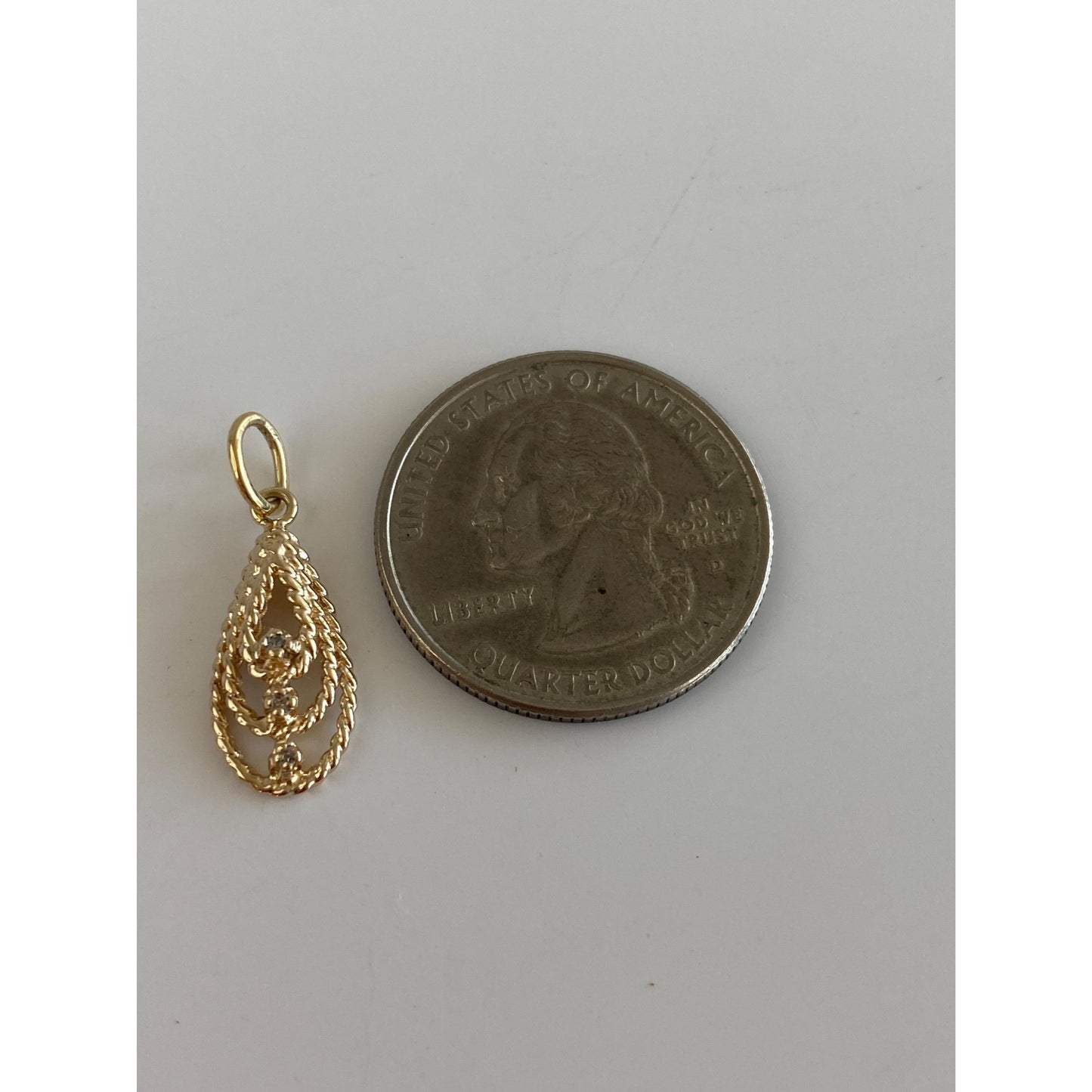 Vintage Solid 14k Yellow Gold Diamond Teardrop Stick Pin Conversion Charm