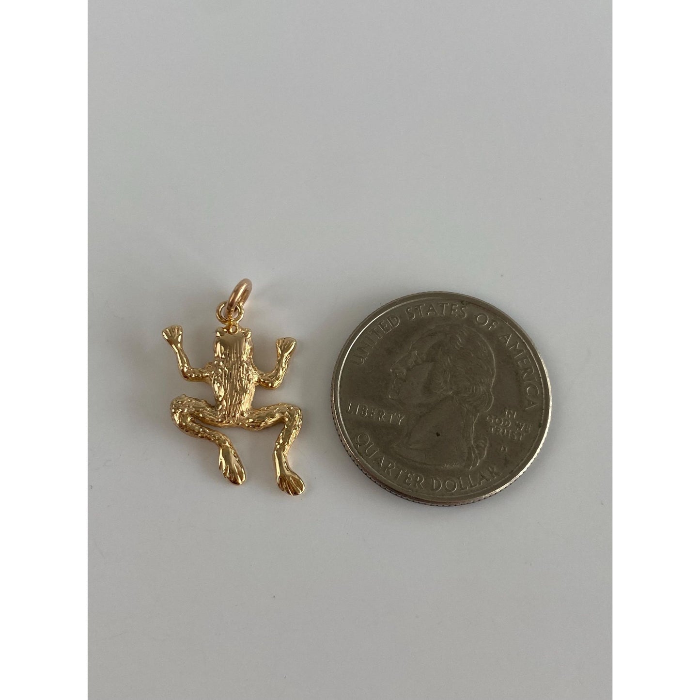 Vintage Solid 14k Yellow Gold Frog Charm