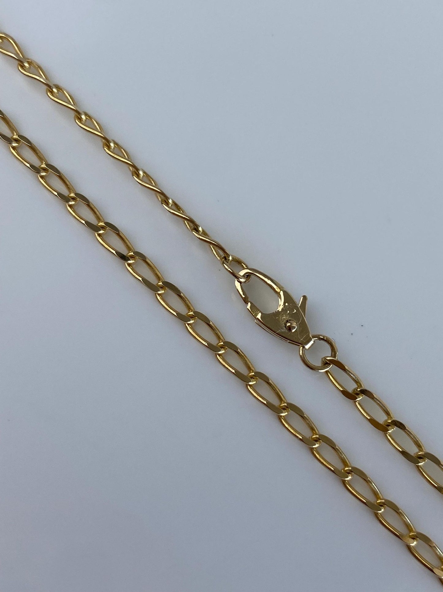 Vintage Solid 14k Yellow Gold Elongated Curb Chain Necklace - 16 inches