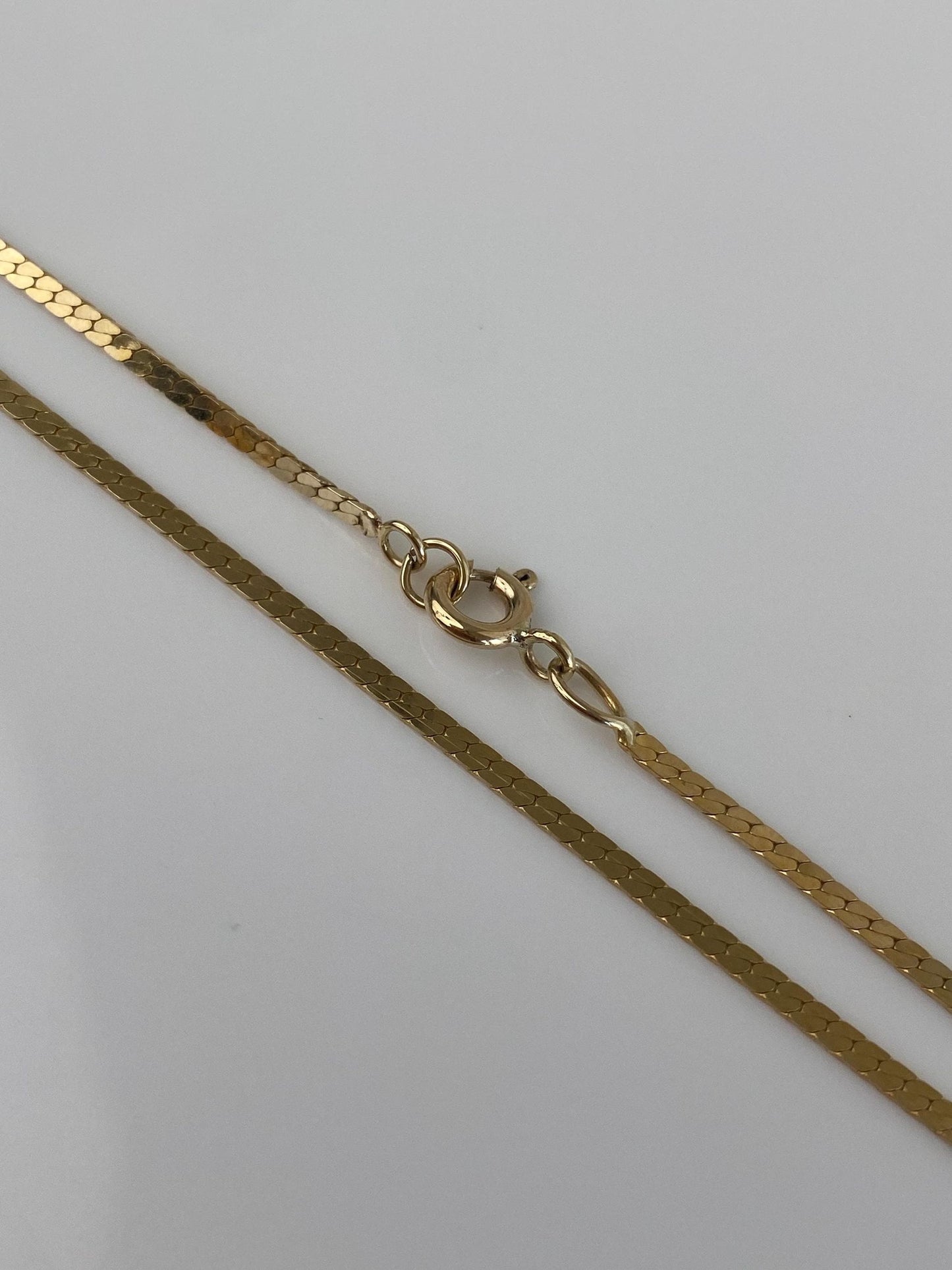 Vintage Solid 14k Yellow Gold Long Slim Flat Curb Chain Necklace - 23.25 inches