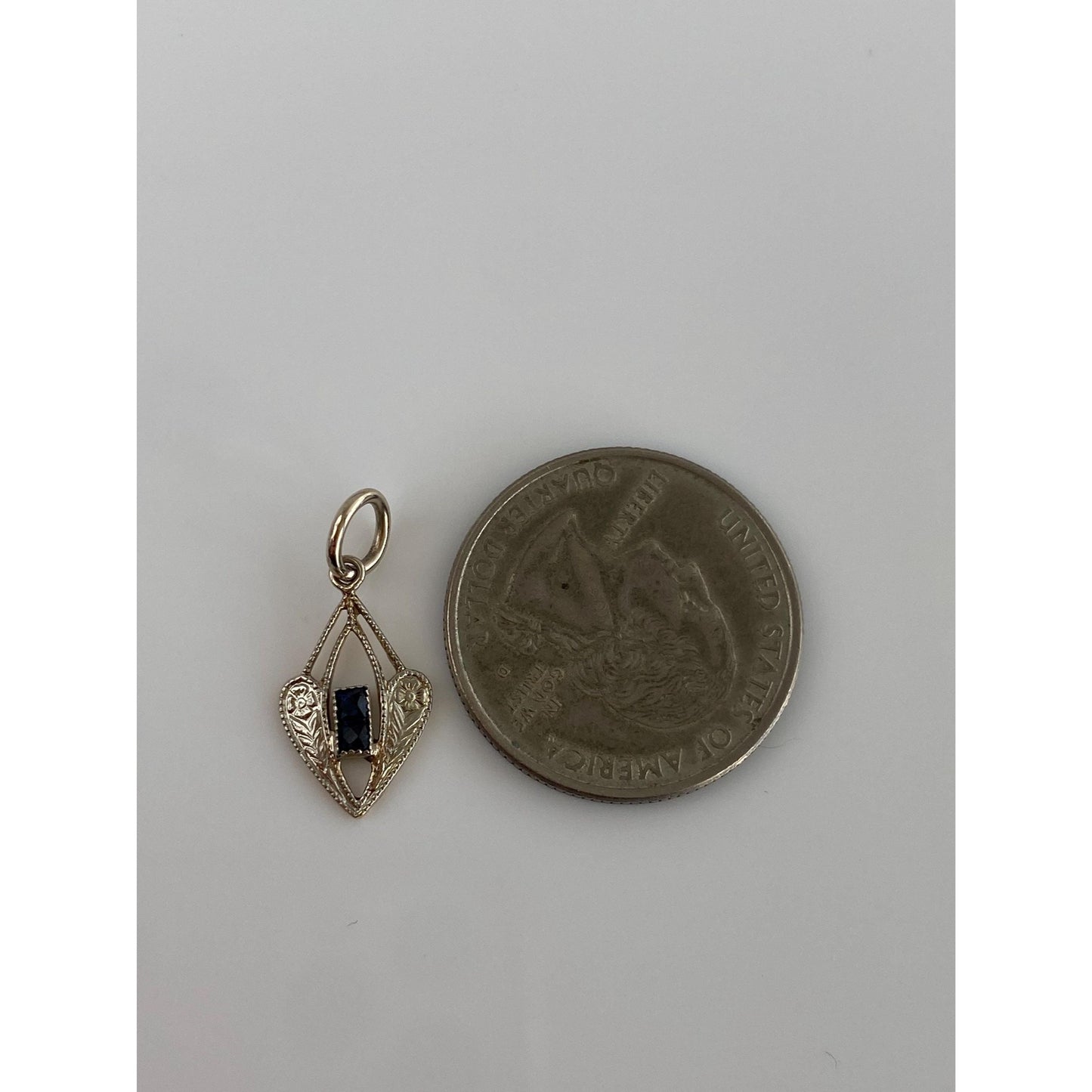 Vintage Solid 14k White Gold Blue Cubic Zirconia Stick Pin Conversion Charm