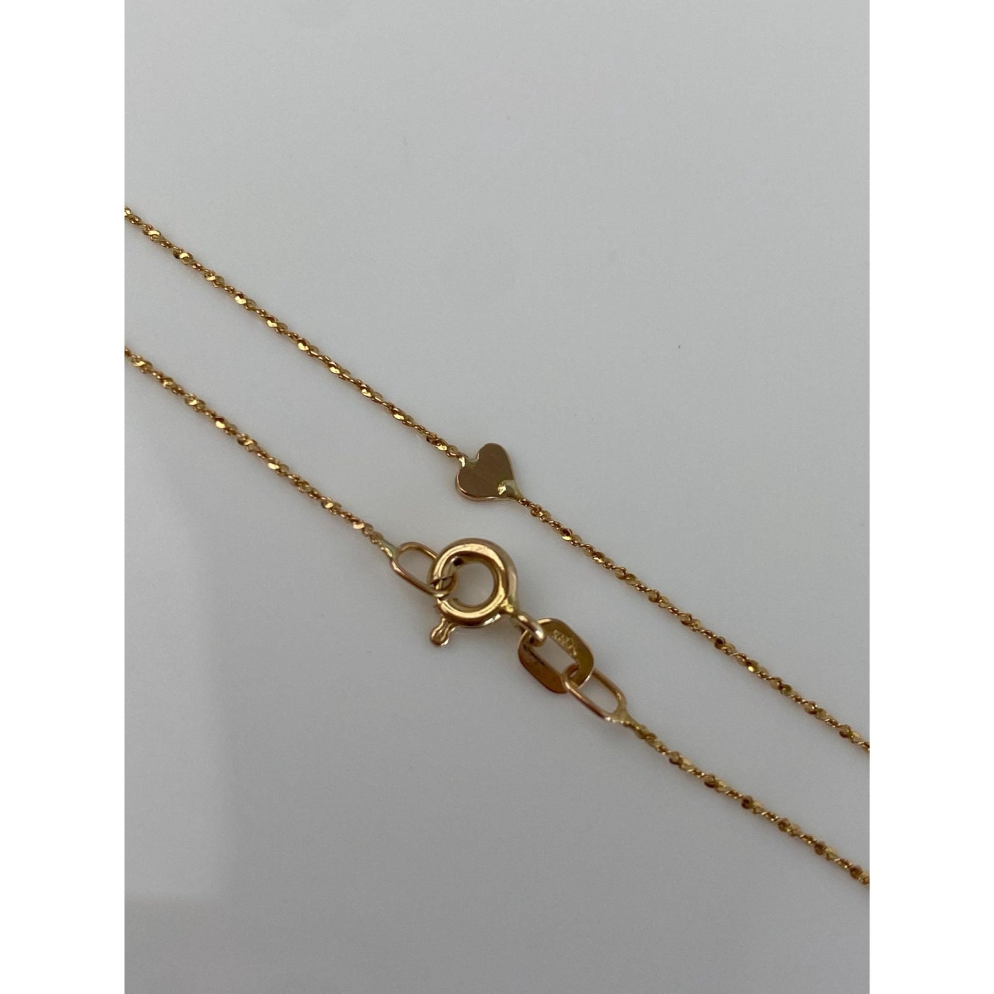 Vintage Solid 14k Yellow Gold Tiny Hearts Twist Chain Bracelet - 7 inches