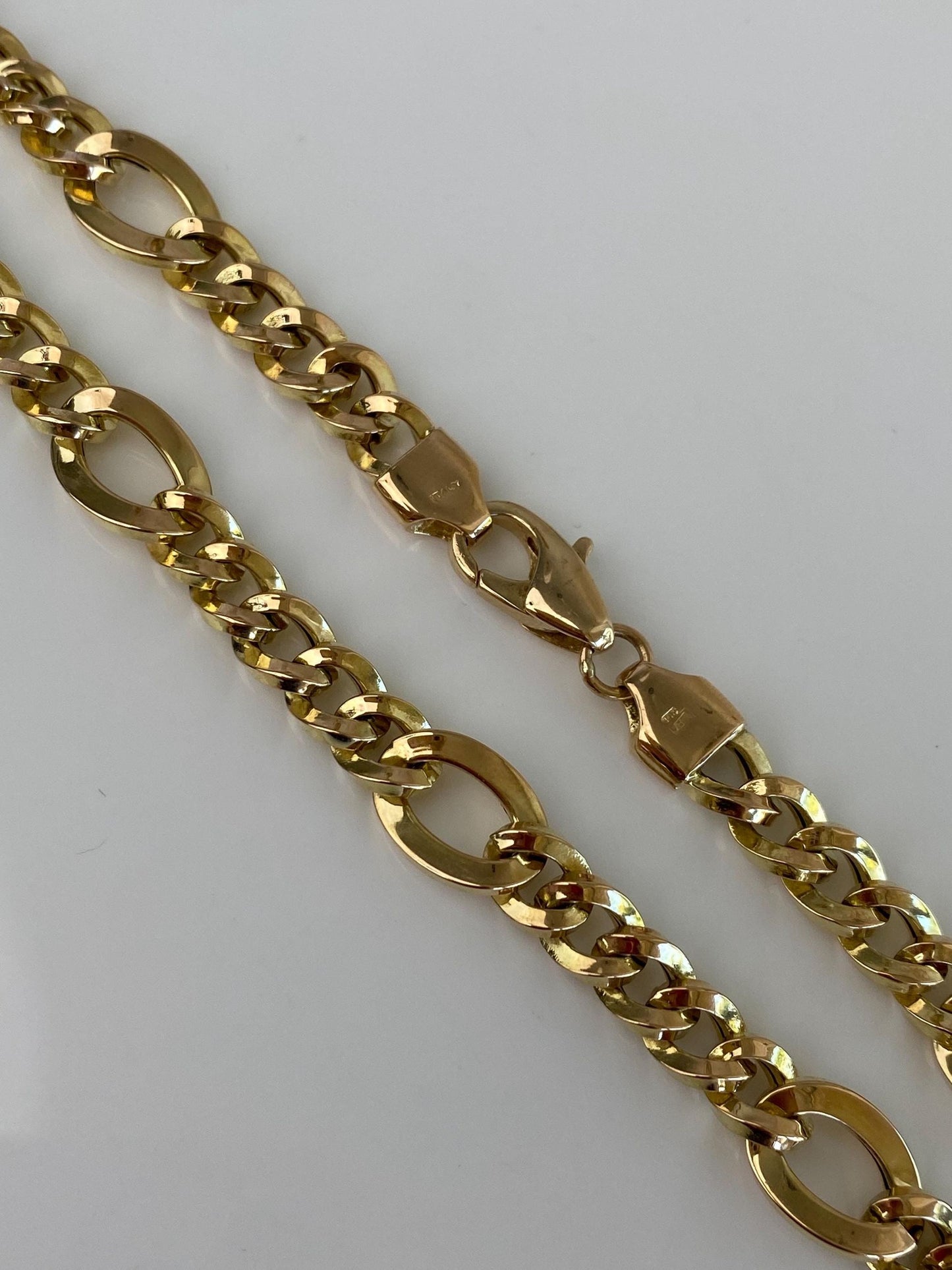 Vintage 14k Yellow Gold Chunky Figaro Style Chain Necklace - 19.25 inches