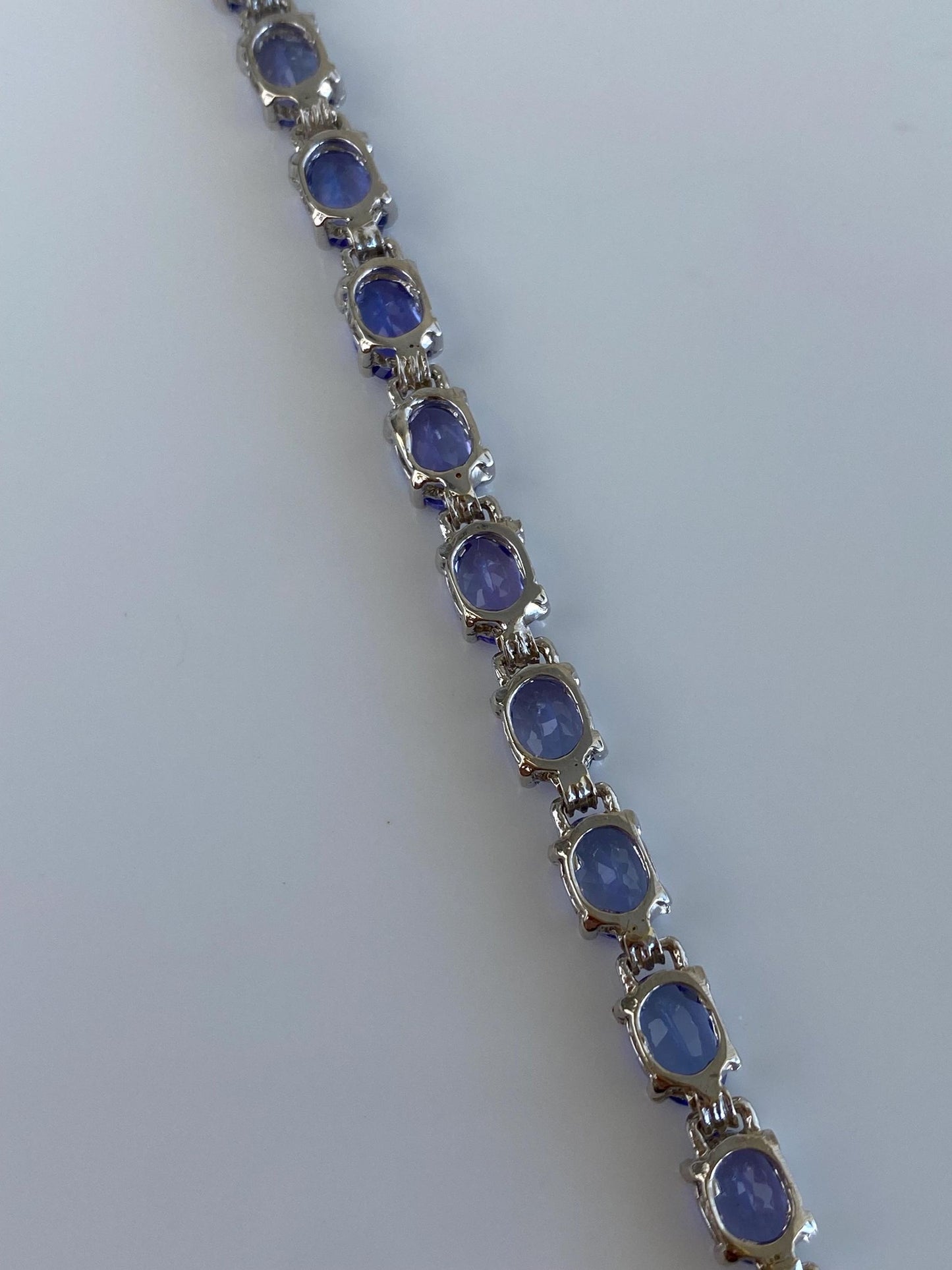 Vintage Solid 14k White Gold Lilac Cubic Zirconia Link Bracelet - 8.25 inches