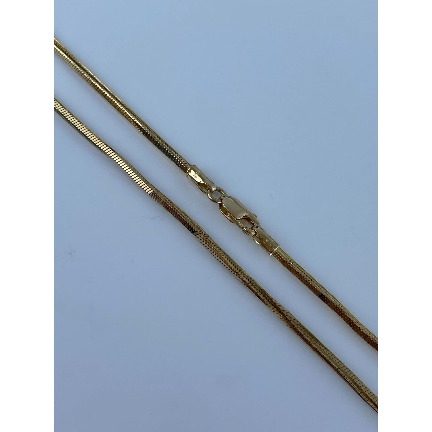 Vintage Solid 14k Yellow Gold Long Square Snake Chain Necklace - 24.5 inches