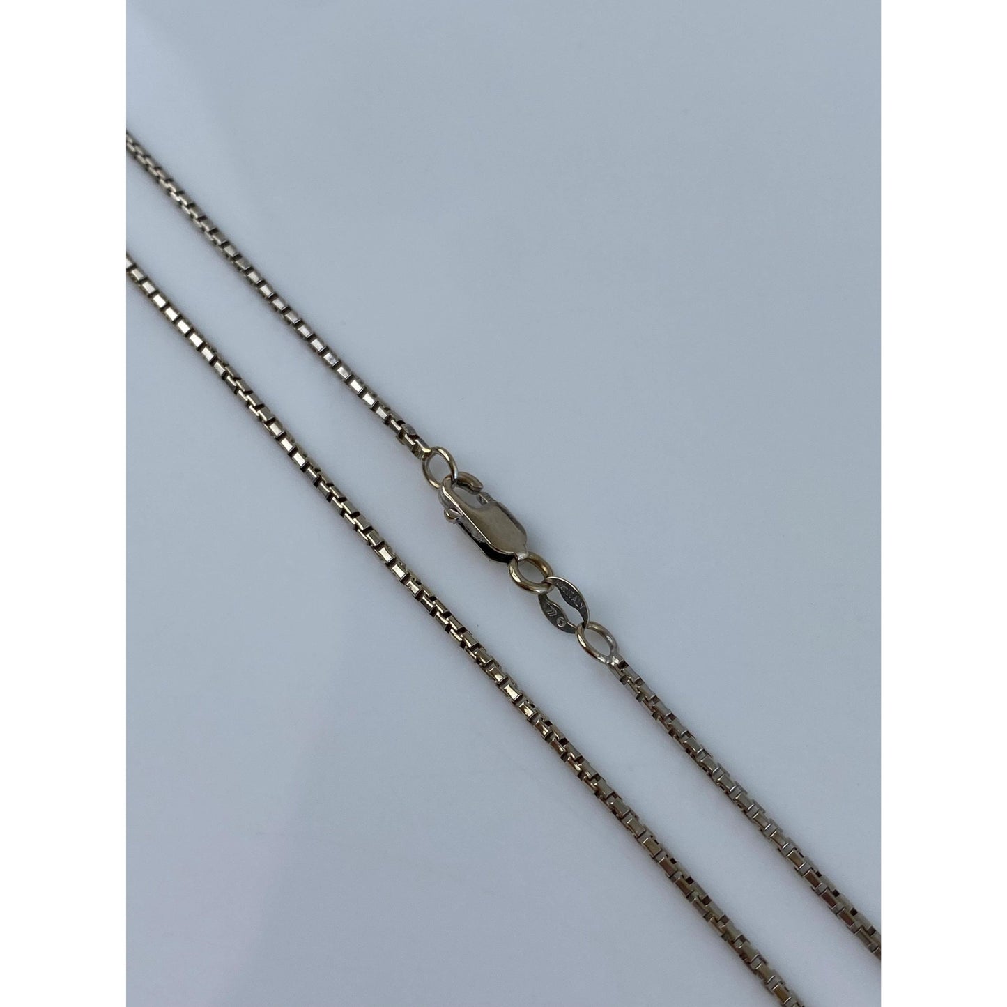 Vintage Solid 14k White Gold Box Chain Necklace - 19 inches