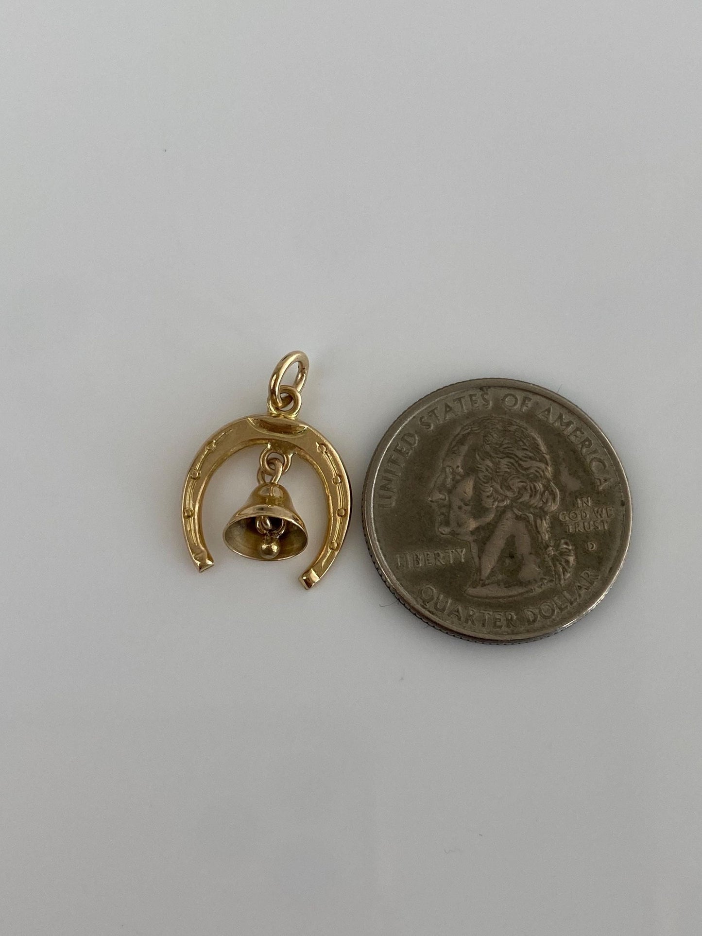 Vintage Solid 10k Yellow Gold Horseshoe Bell Charm