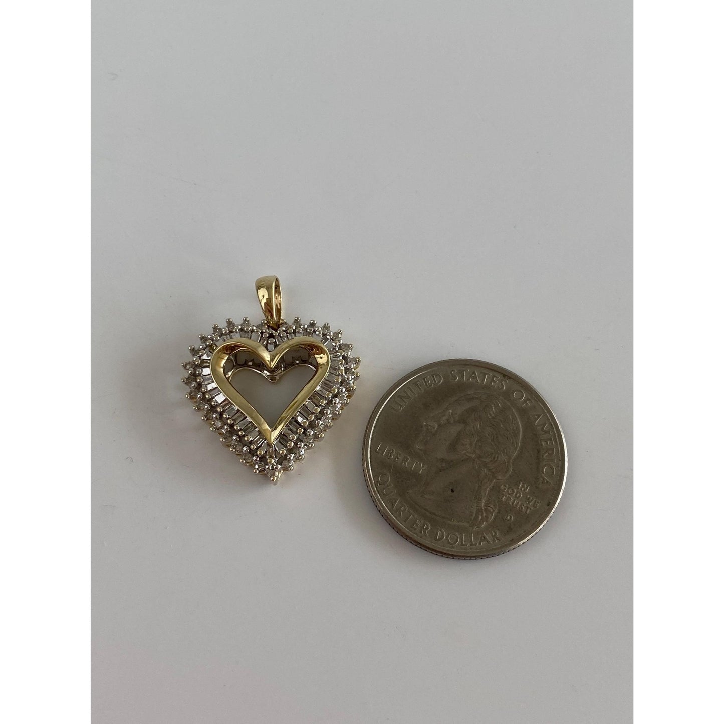 Vintage Solid 10k White & Yellow Gold Diamond Heart Charm