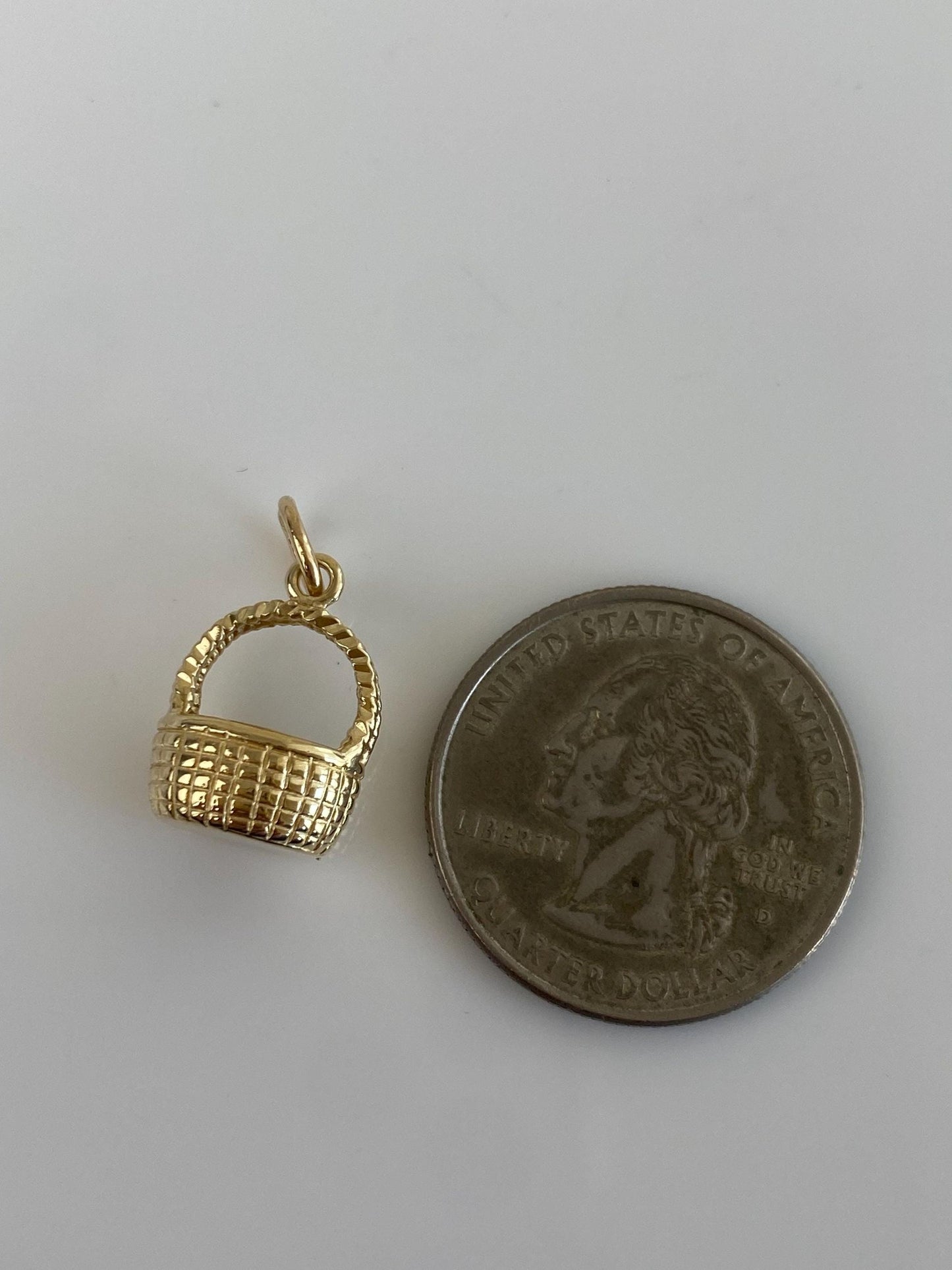 Vintage Solid 14k Yellow Gold Basket Charm
