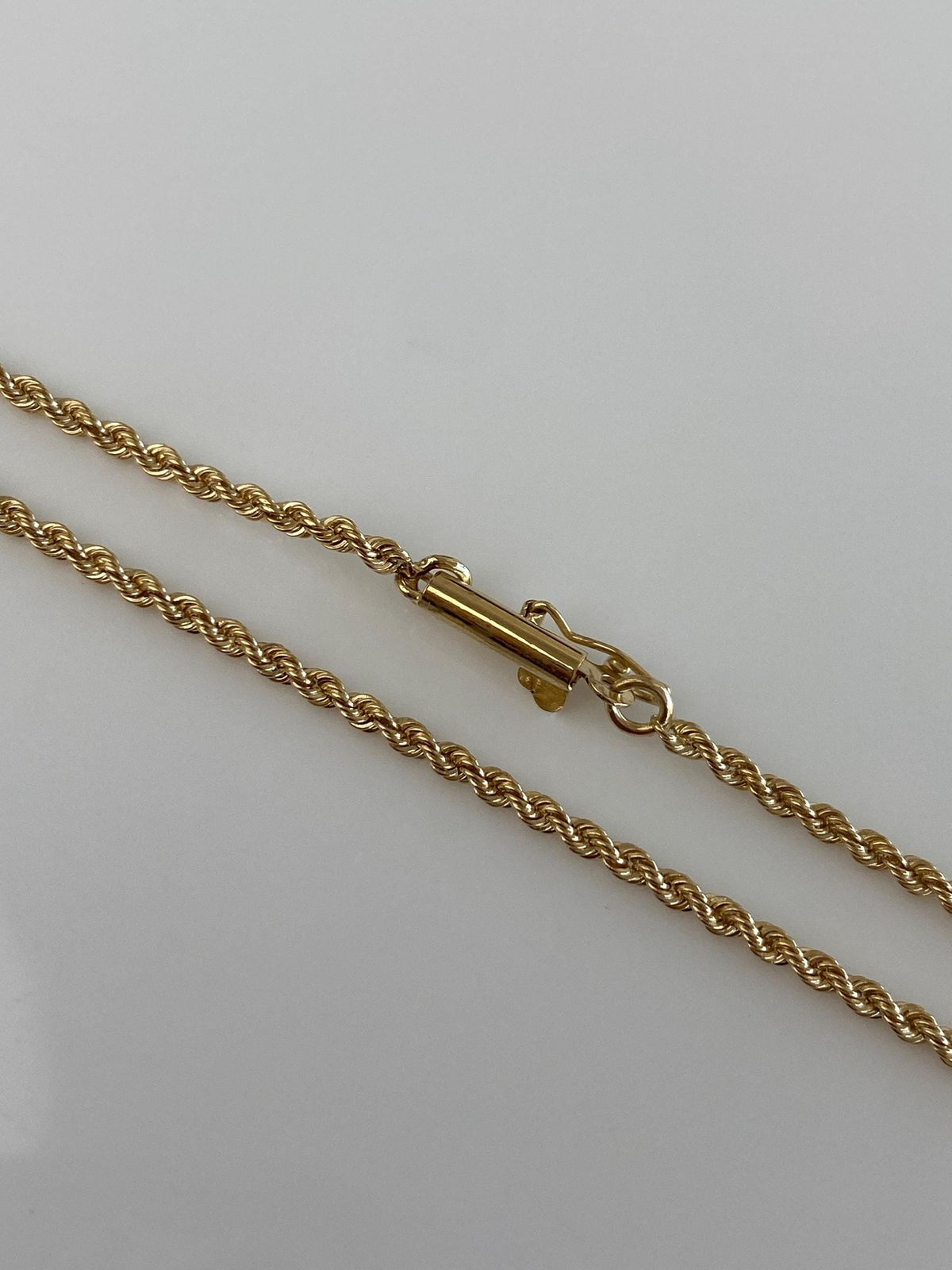Vintage Solid 14k Yellow Gold Slim Rope Chain Necklace - 20.75 inches