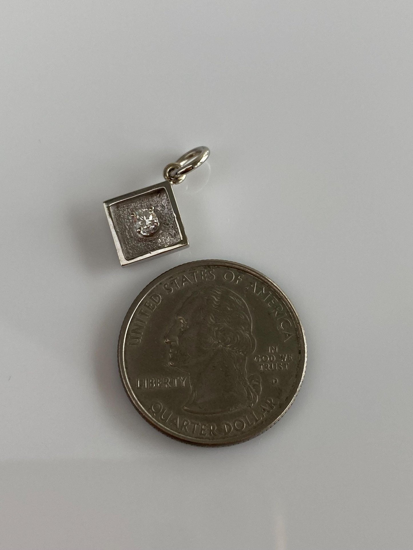 Vintage Solid 14k White Gold Diamond Tie Tack Conversion Charm