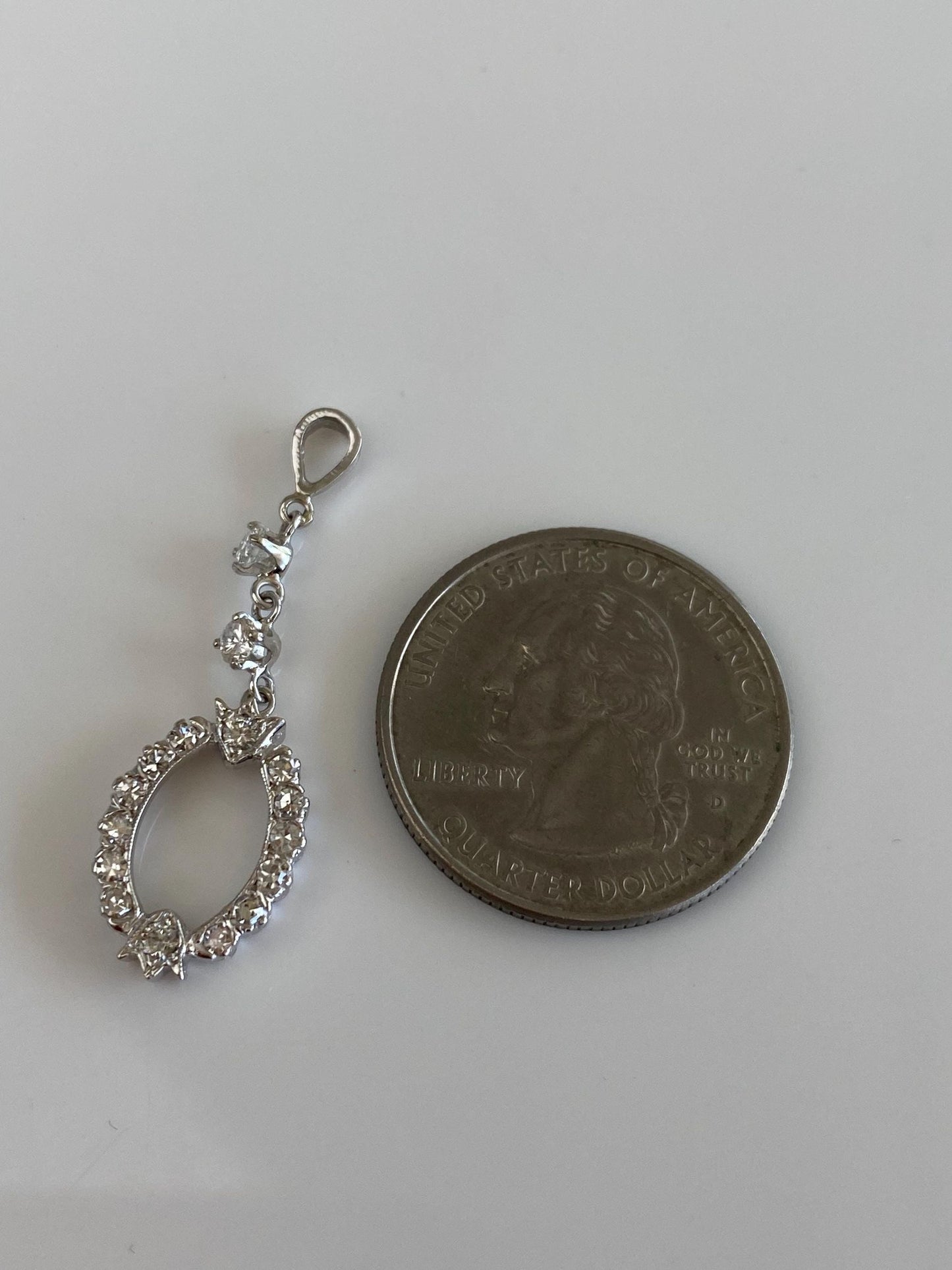 Vintage Solid 14k White Gold Diamond Dangle Charm