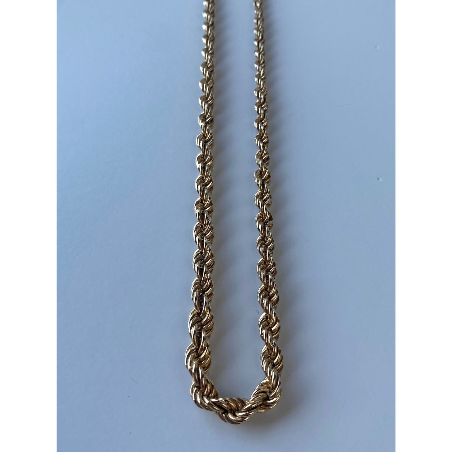 Vintage Solid 14k Yellow Gold Graduated Rope Chain Necklace - 18.5 inches