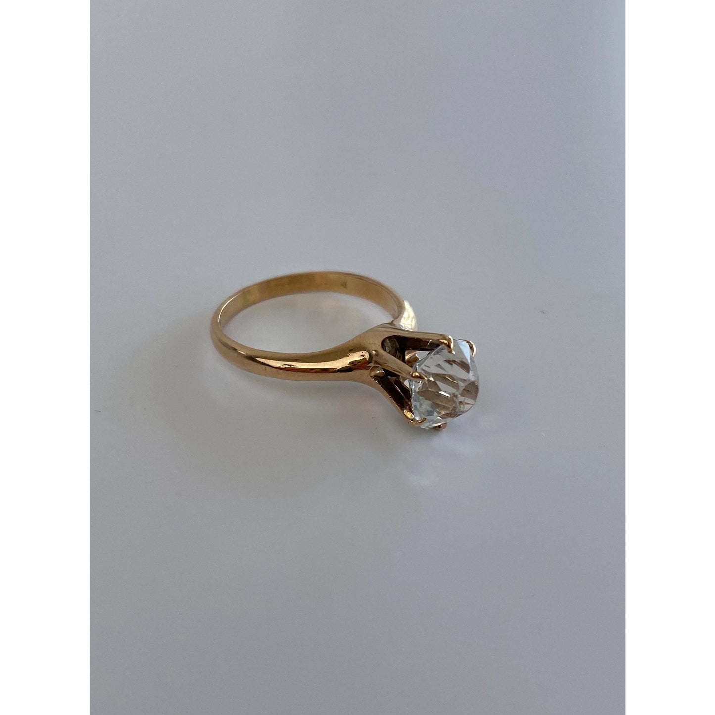 Solid 14k Rosey Gold Rose Cut Cubic Zirconia Ring - Size 5.75