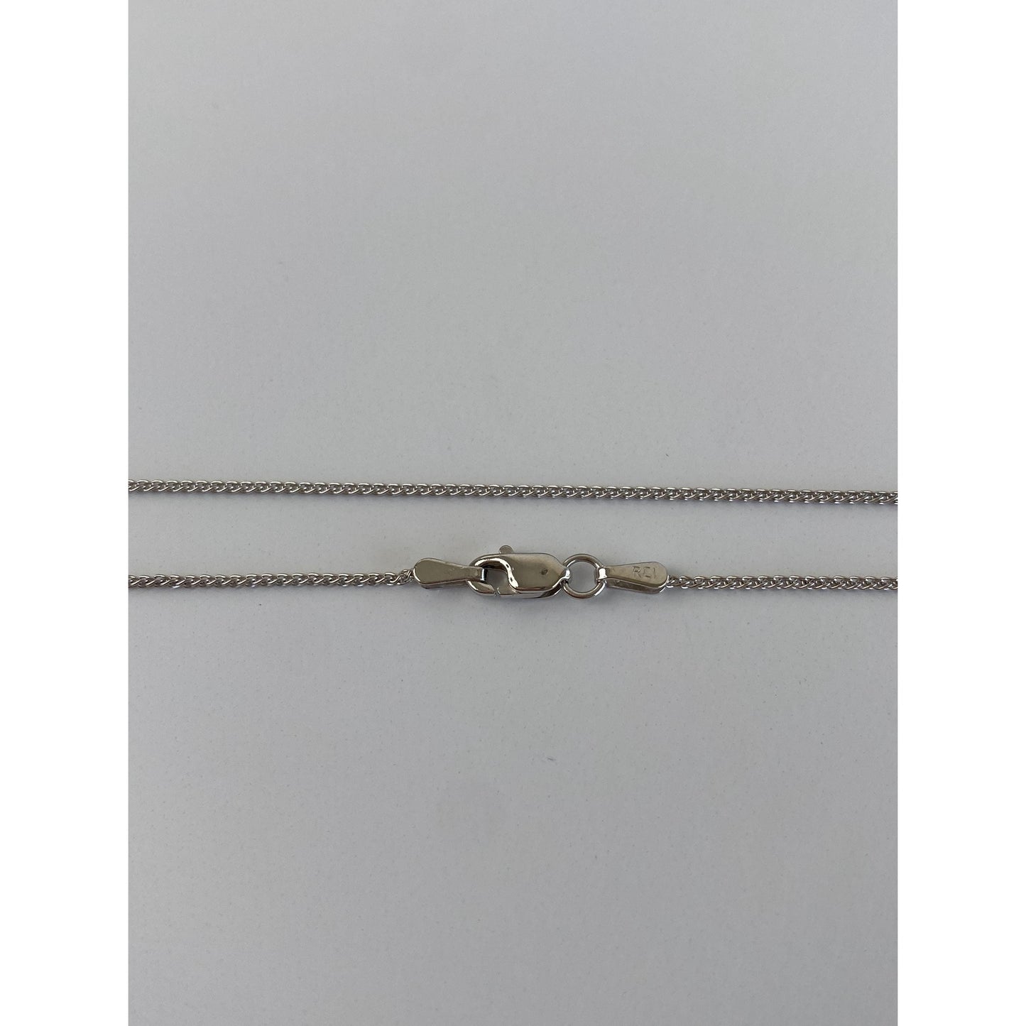 Solid 14k White Gold Wheat Chain Necklace - 16 inches