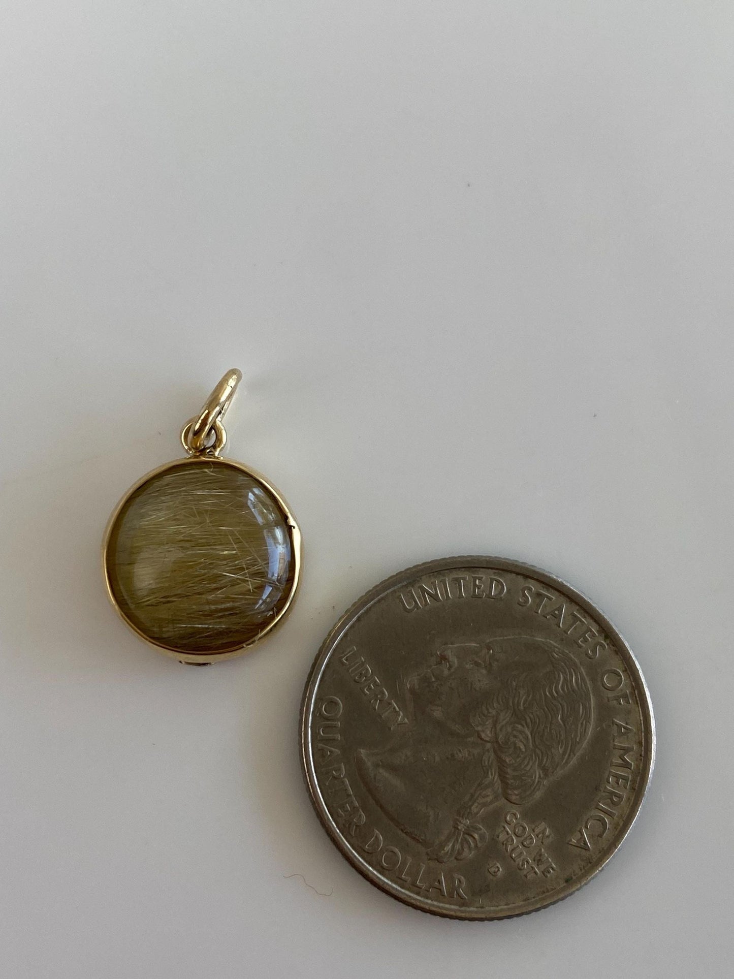 Vintage Solid 14k Yellow Gold Rutilated Quartz Charm