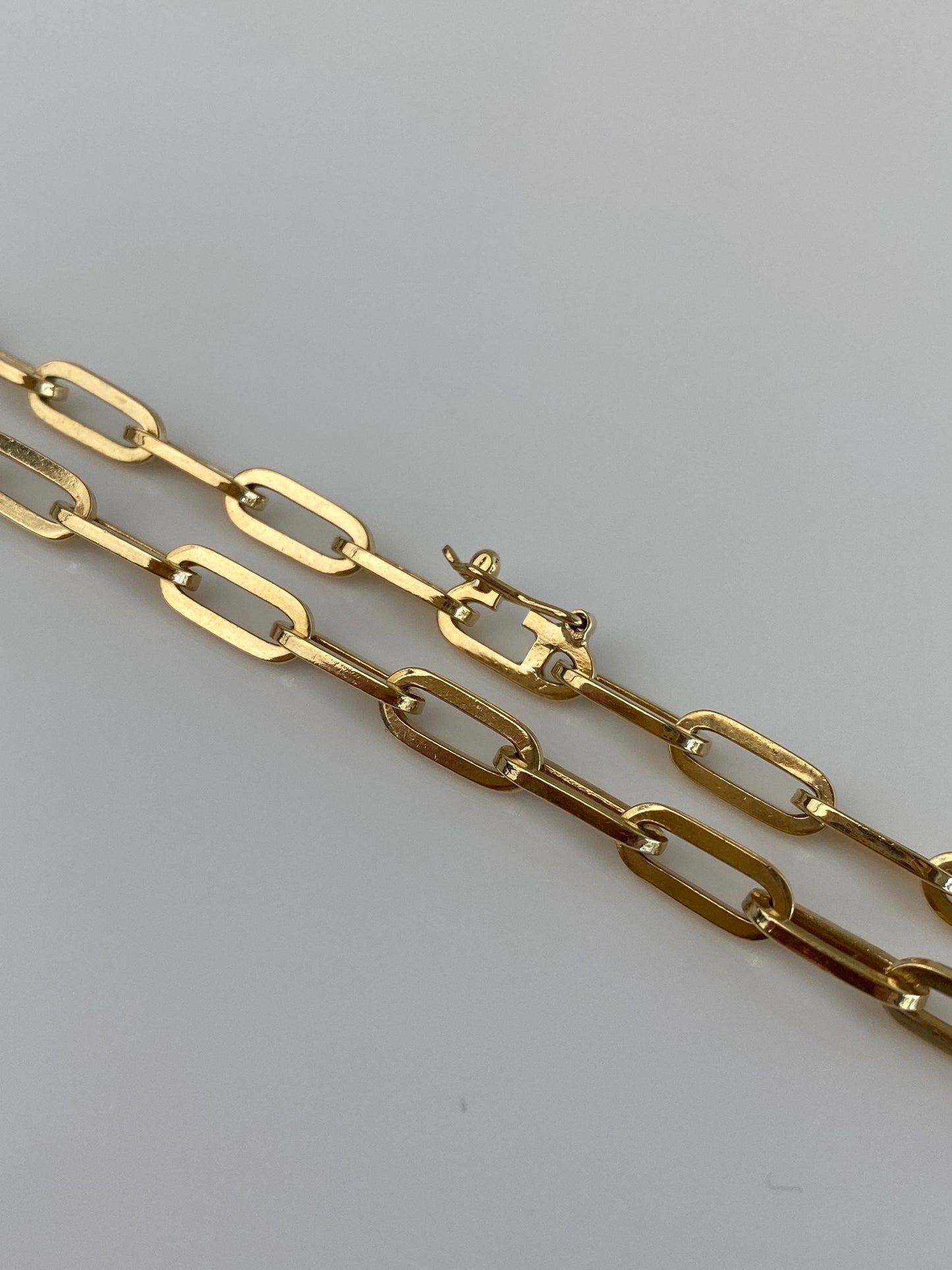 Vintage Solid 18k Yellow Gold Paperclip Chain Necklace - 21.5 inches